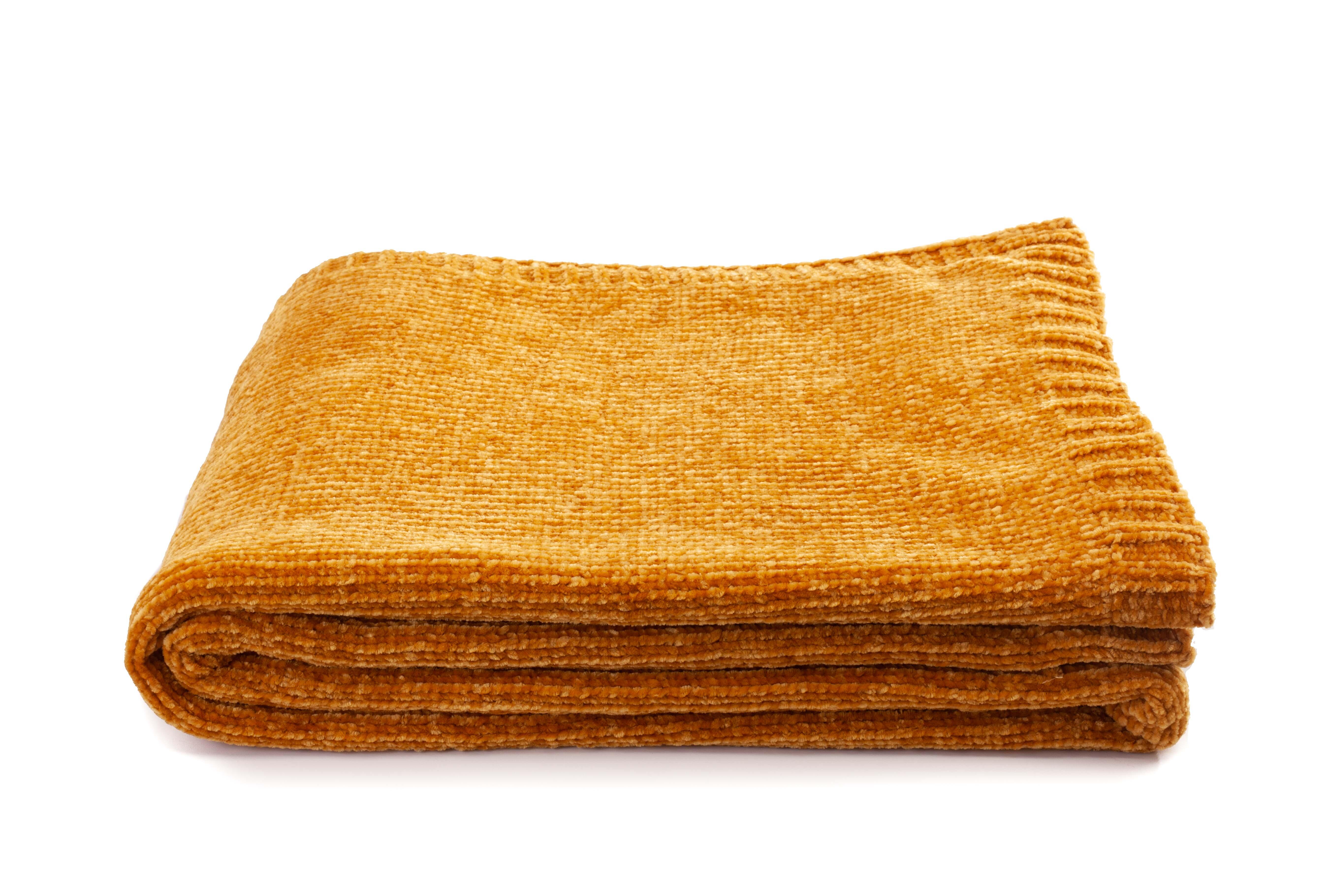 Plaid Chenille, jaune moutarde l.130 x L.170 cm - 7