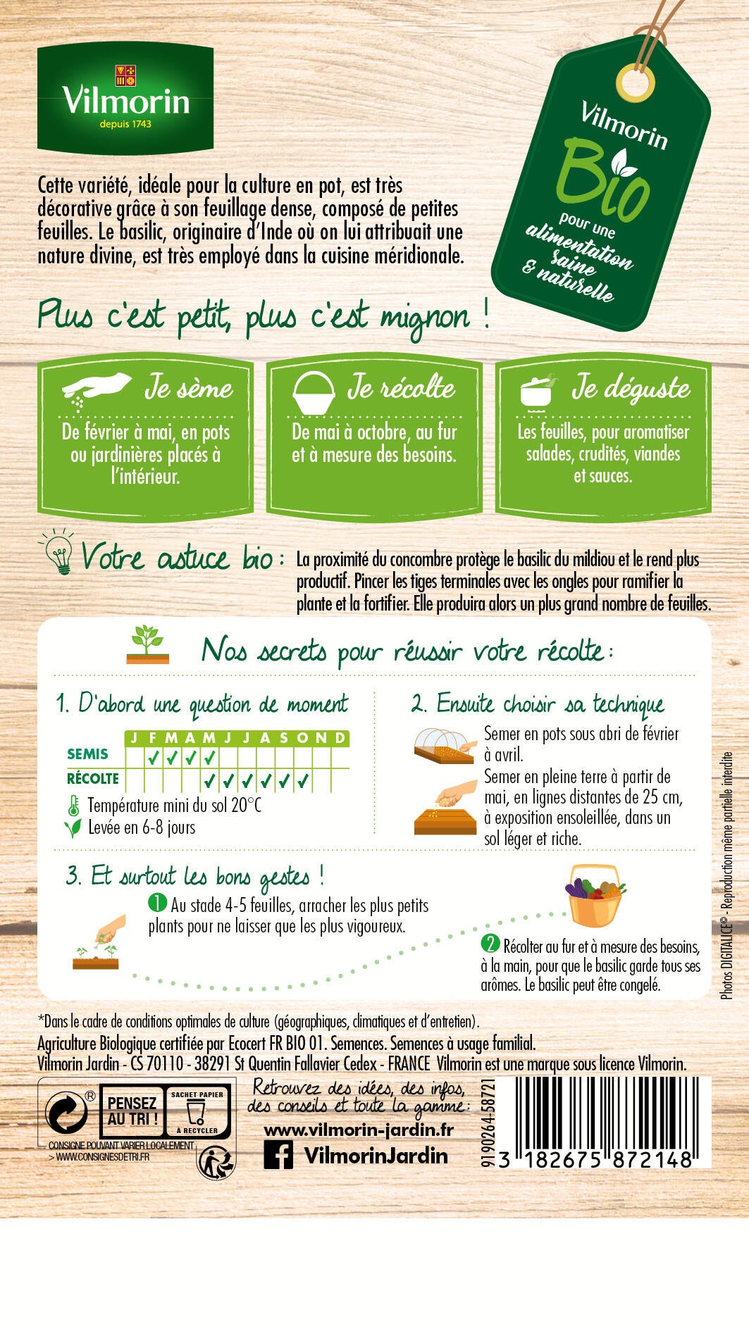 Graines bio VILMORIN 1 g - 2