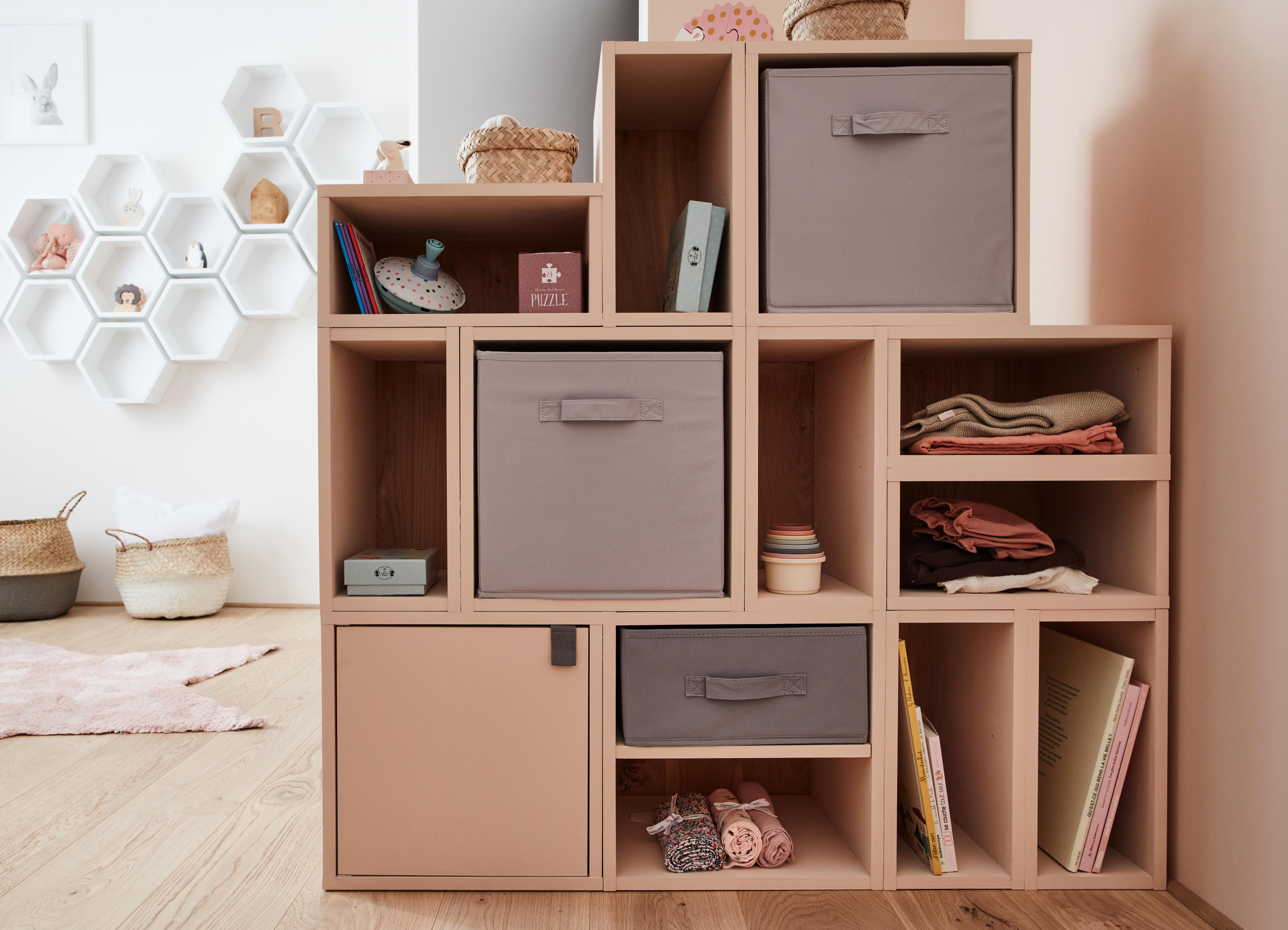 Mensola a muro 1 cubo Kub SPACEO quadrato in legno L 36 x P 31.7 cm beige - 14
