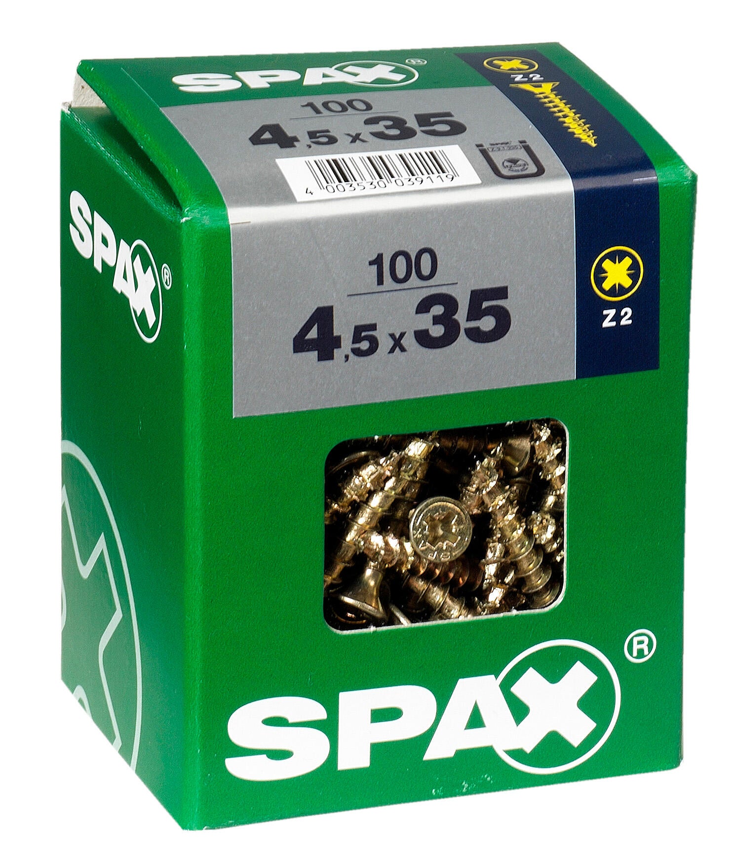 100 vis acier tête fraisée pozidriv SPAX, Ø4.5 x L.35 mm - 3