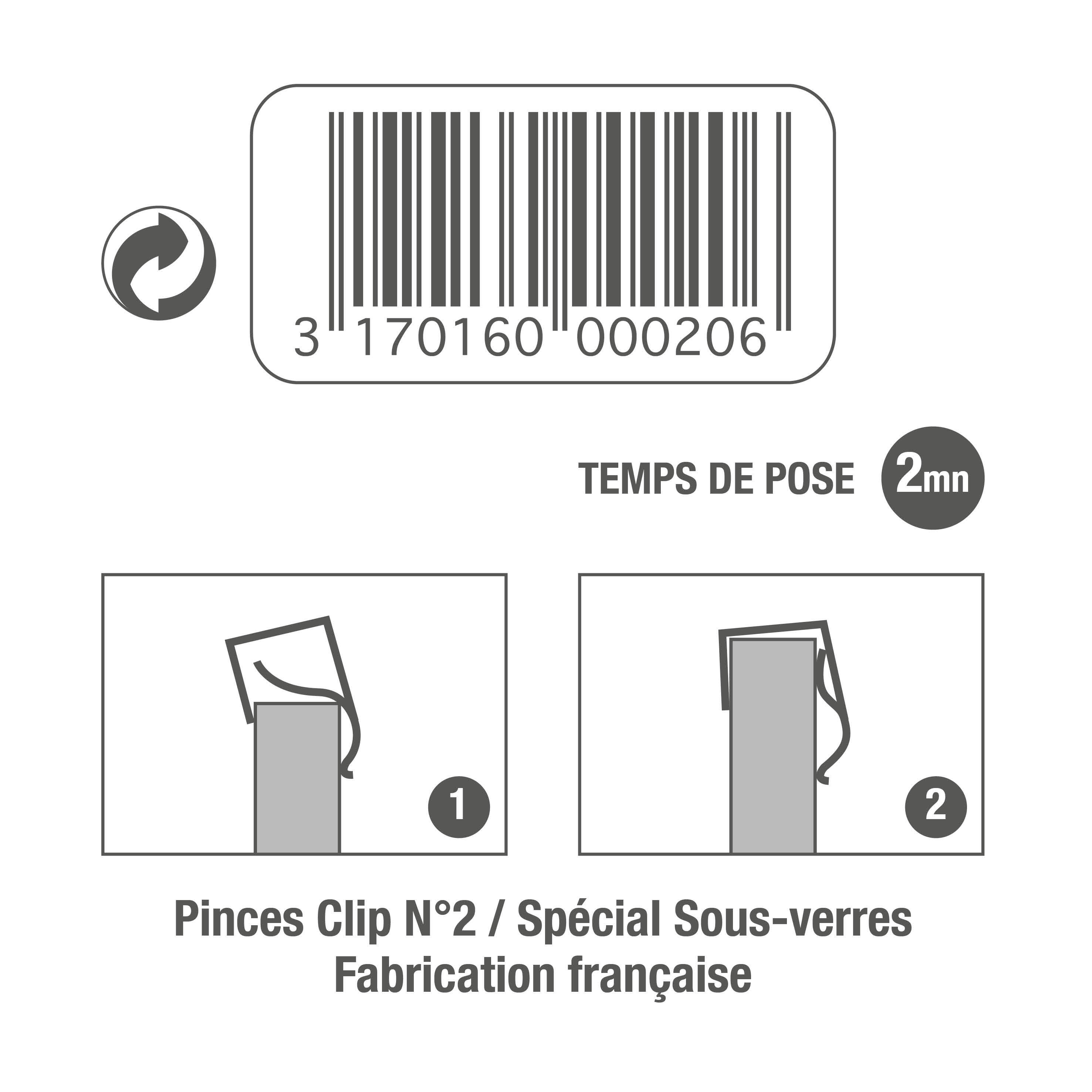 Lot de 6 pinces clip 6-9 mm LE CROCHET FRANCAIS H.20 x l.15 mm - 3