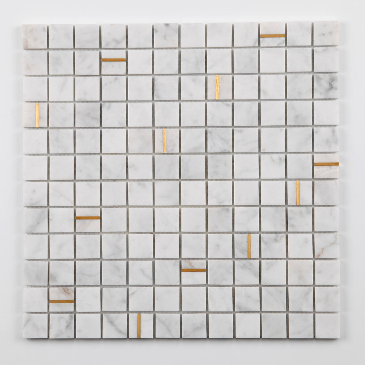1 plaque de mosaïque mur Or en touche marbre blanc 29.7 x 29.7 cm MAT INTER - 5