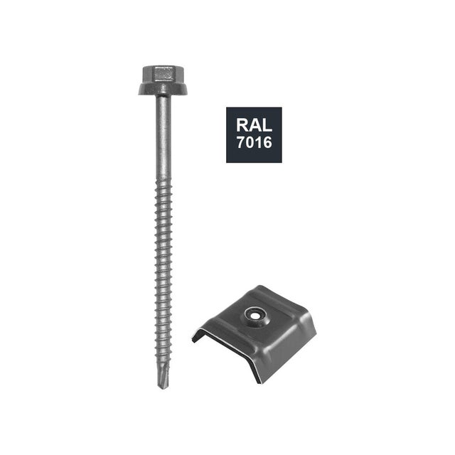 Kit de 50 fixations, L.100 mm gris ral 7016 BOL-FIXATIONS