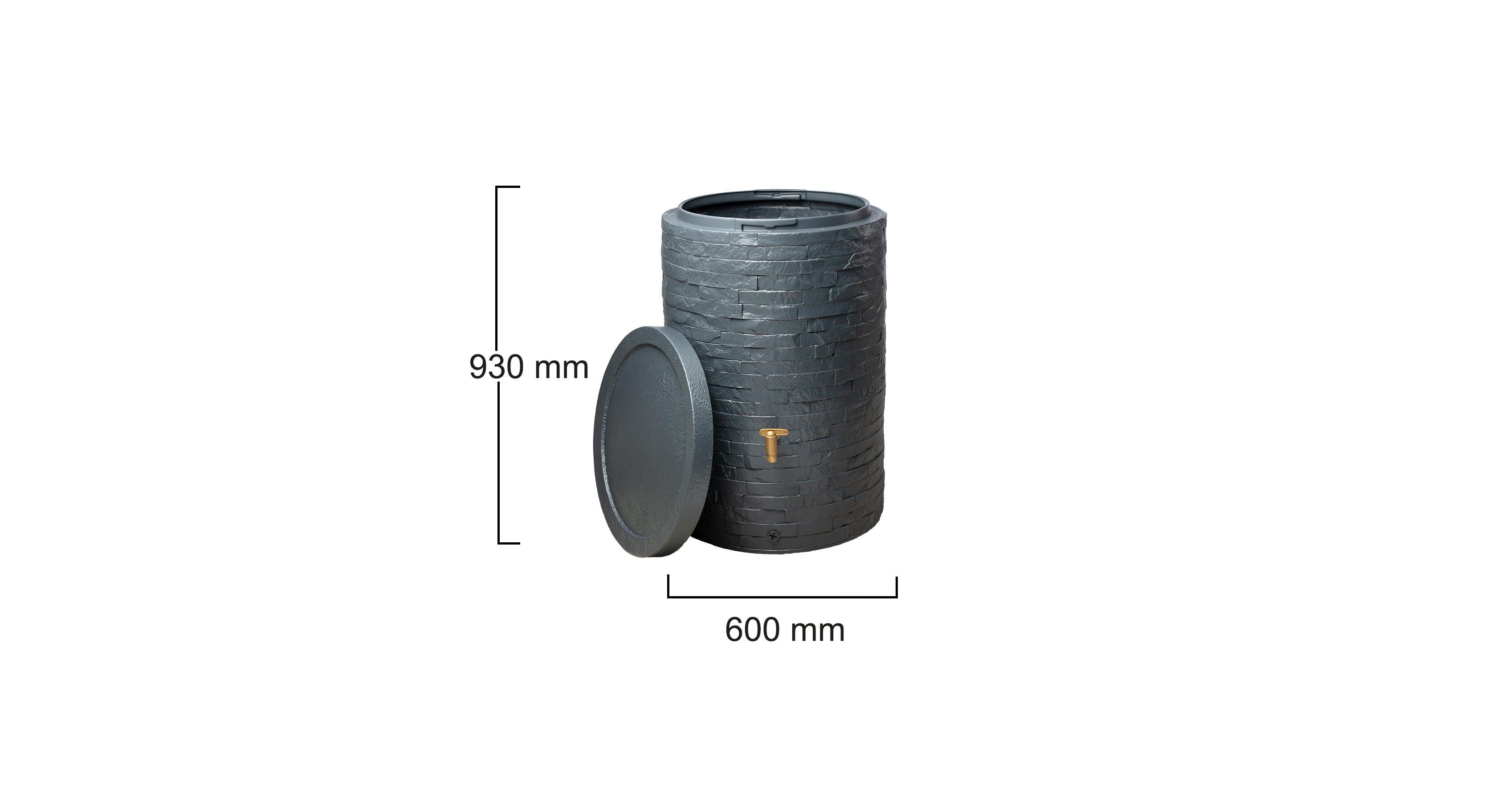 Récupérateur d'eau GARANTIA cylindrique gris graphite, 250 l - 4