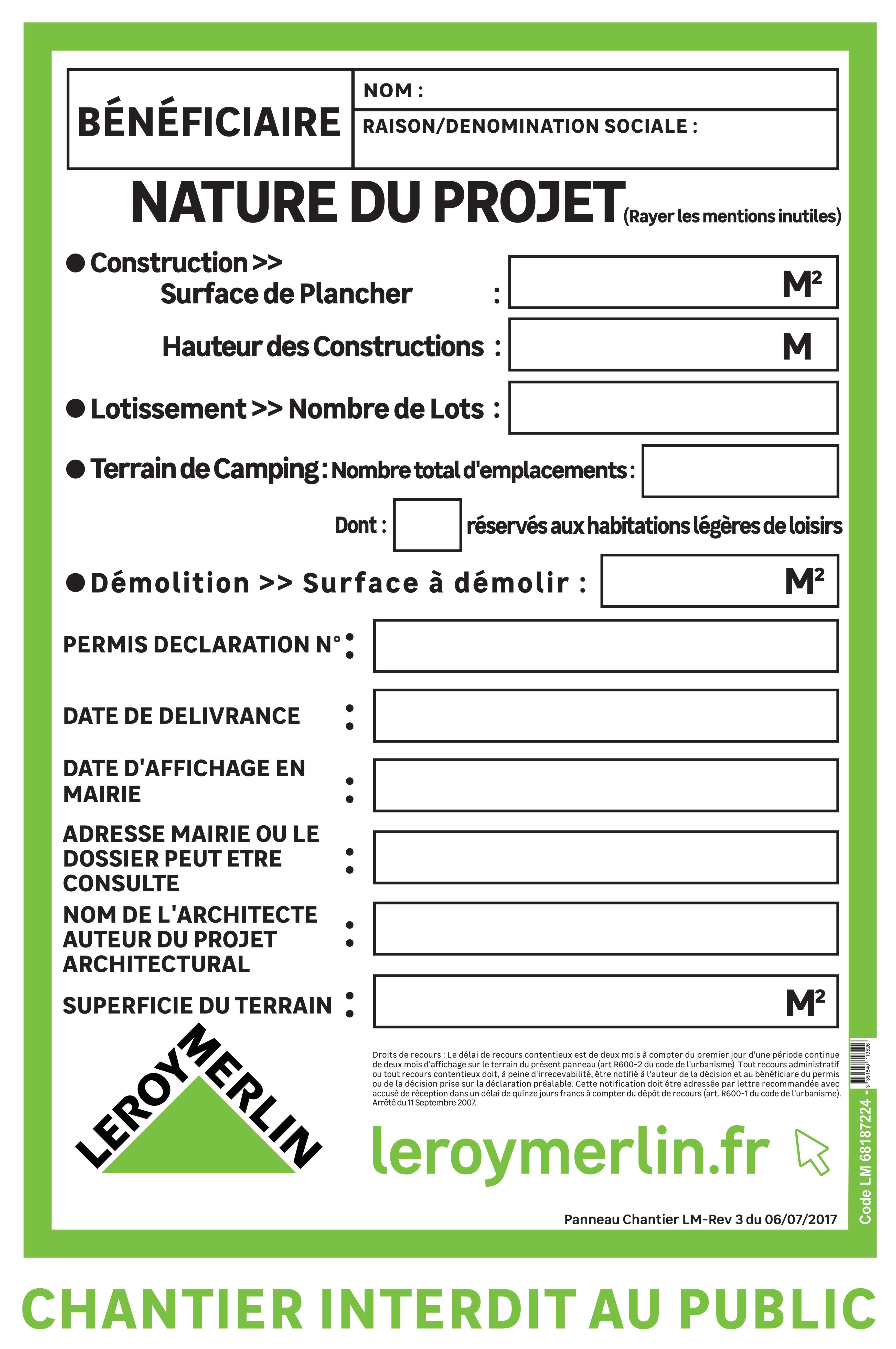 Panneau permis de construire 1.2 x 0.8 m - 1