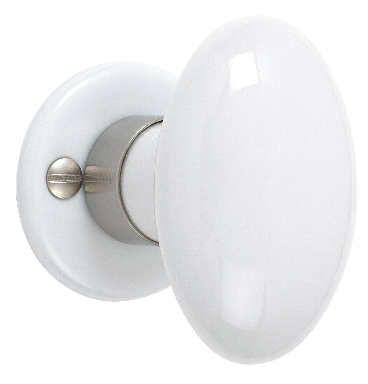 Bouton sur rosace MERIGOUS sans trou porcelaine de limoges/nickelé blanc mat D5 - 2
