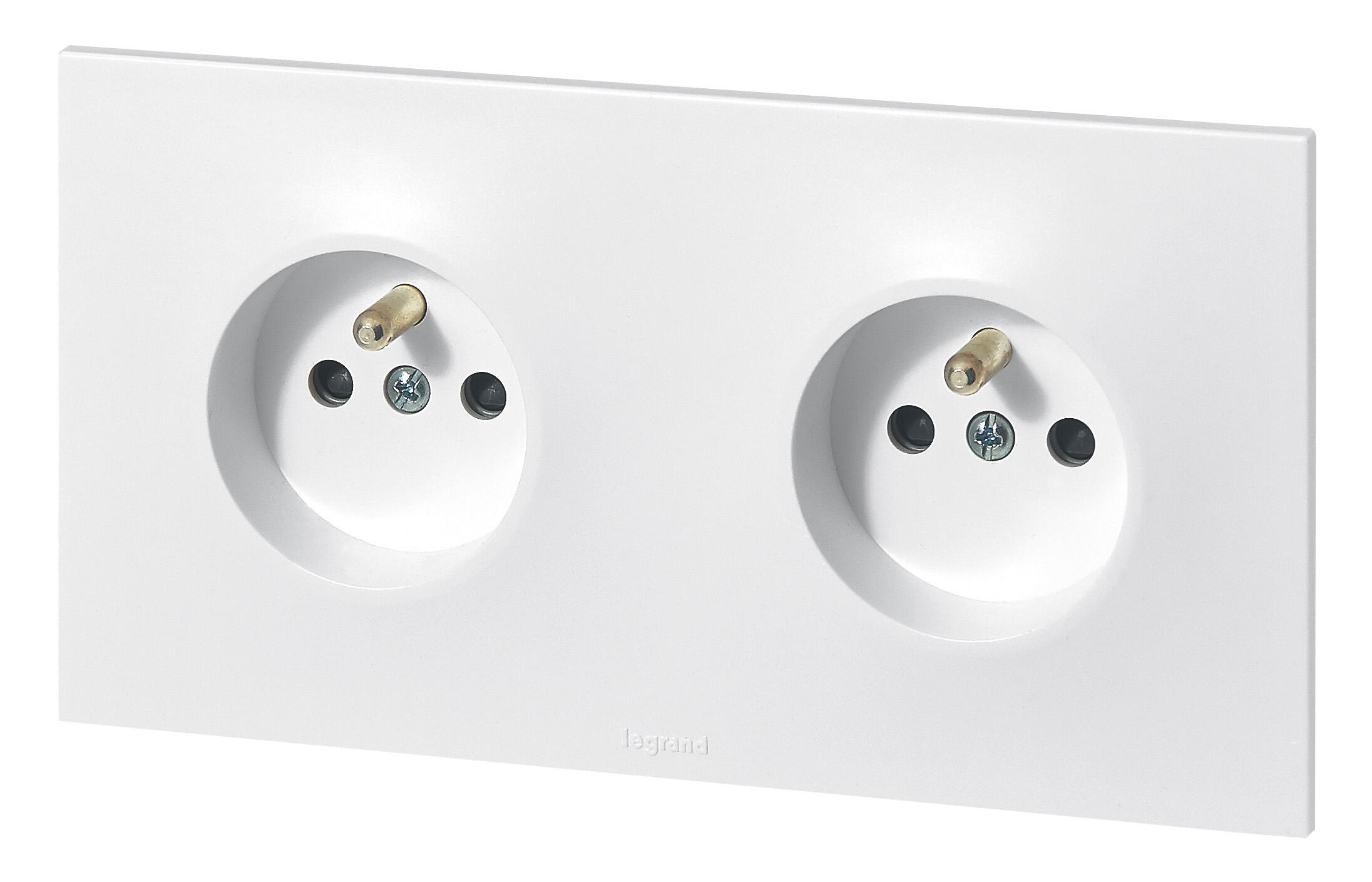 Double prise avec terre horizontal Neptune, LEGRAND, blanc - 6