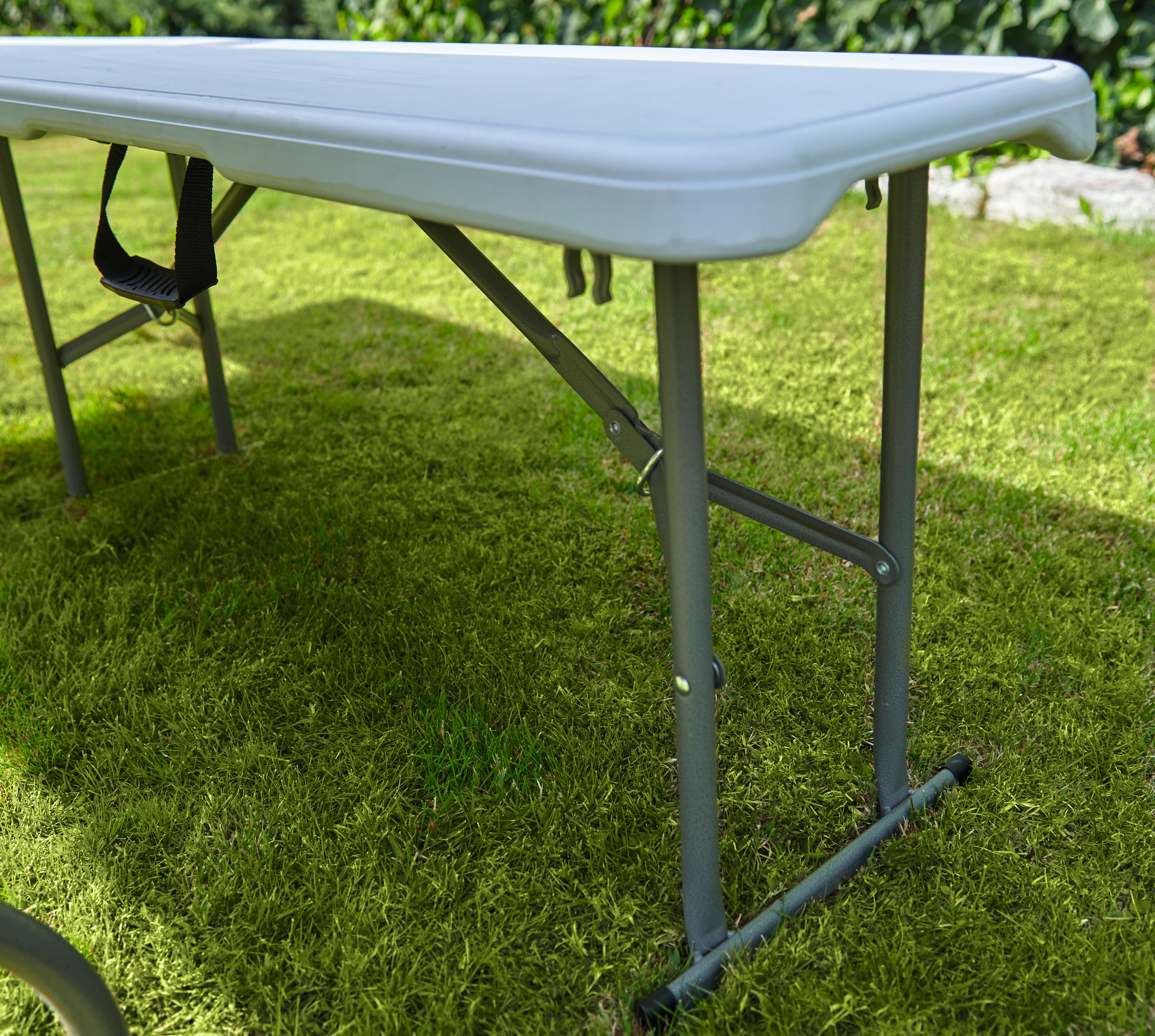 Panca da giardino in acciaio pieghevole Lifetime, seduta in resina iniettata bianca L 183 x H 43 x P 28 cm - 2