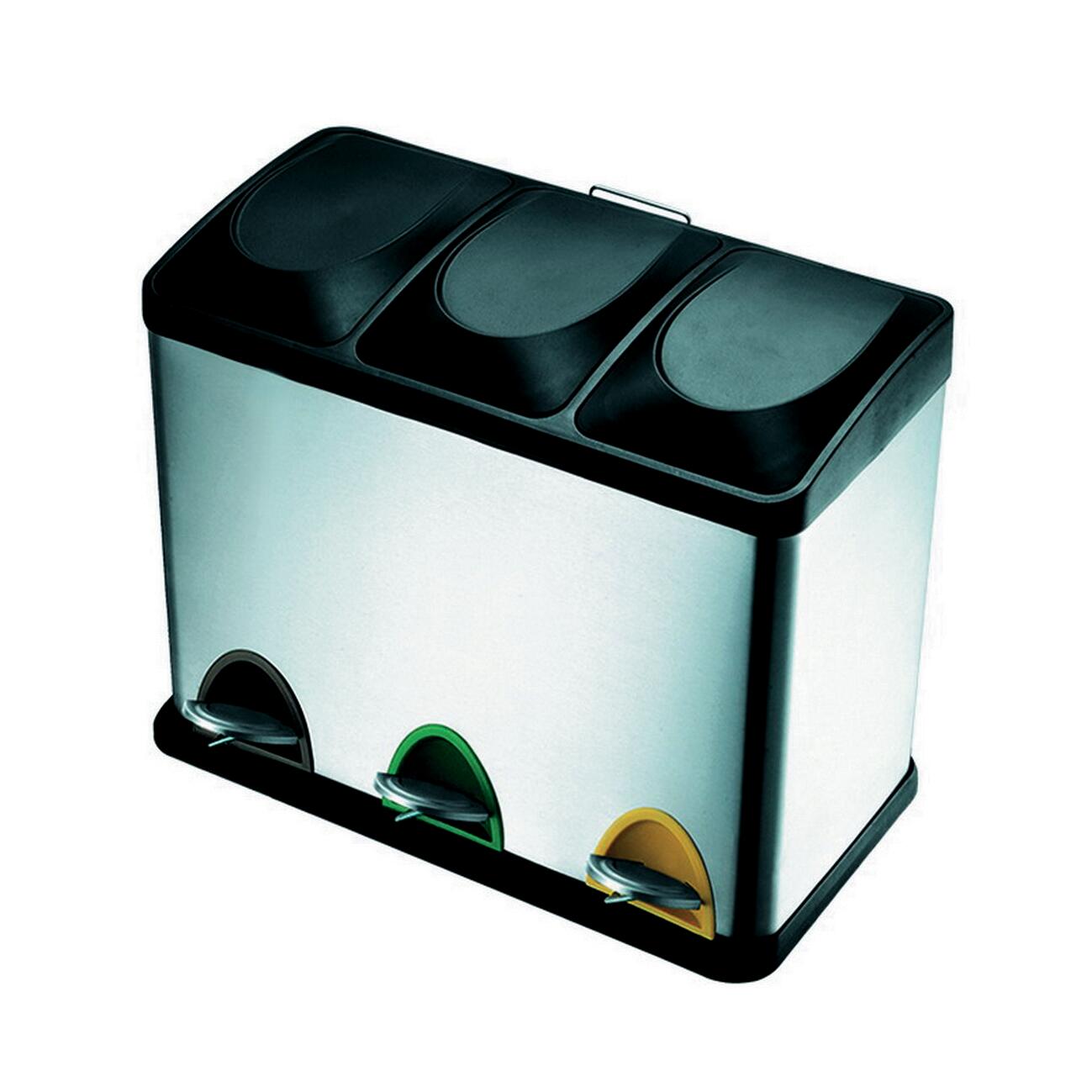 Balde do Lixo para reciclagem 3 compartimentos de 15L - 2