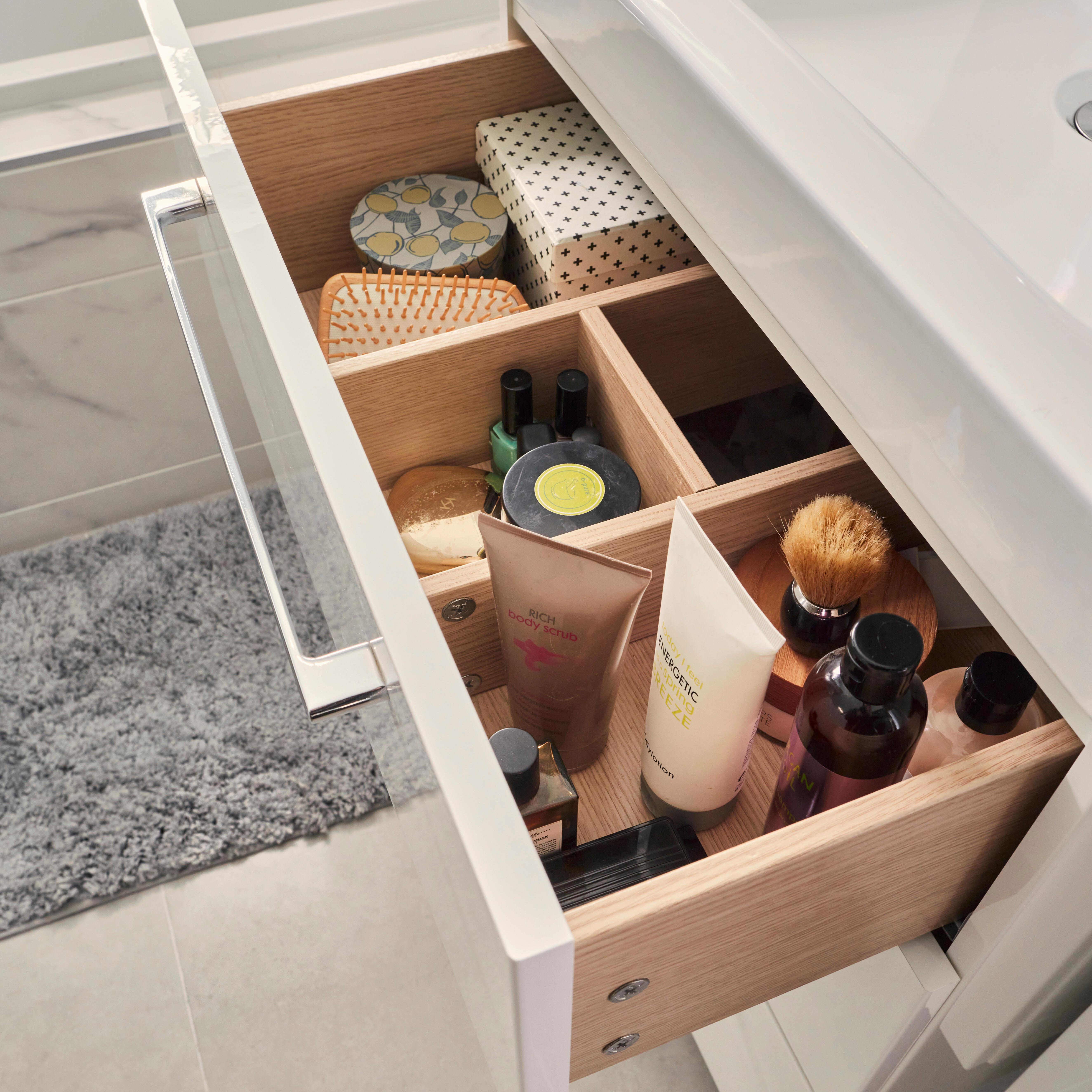 Mobile da bagno sospeso sotto lavabo L 60 x H 73 x P 48 cm bianco laminato lucido, 3 cassetti SENSEA Remix - 7