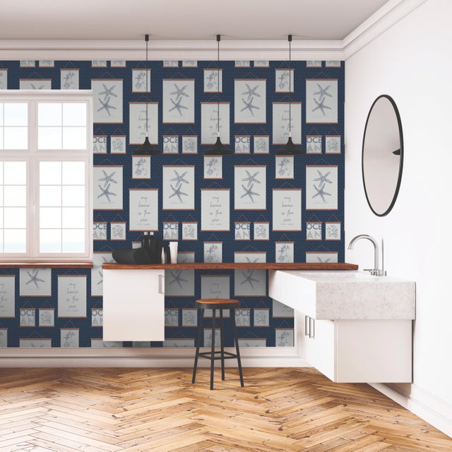 Papier peint expansé CUISINE & BAINS cadre océan bleu