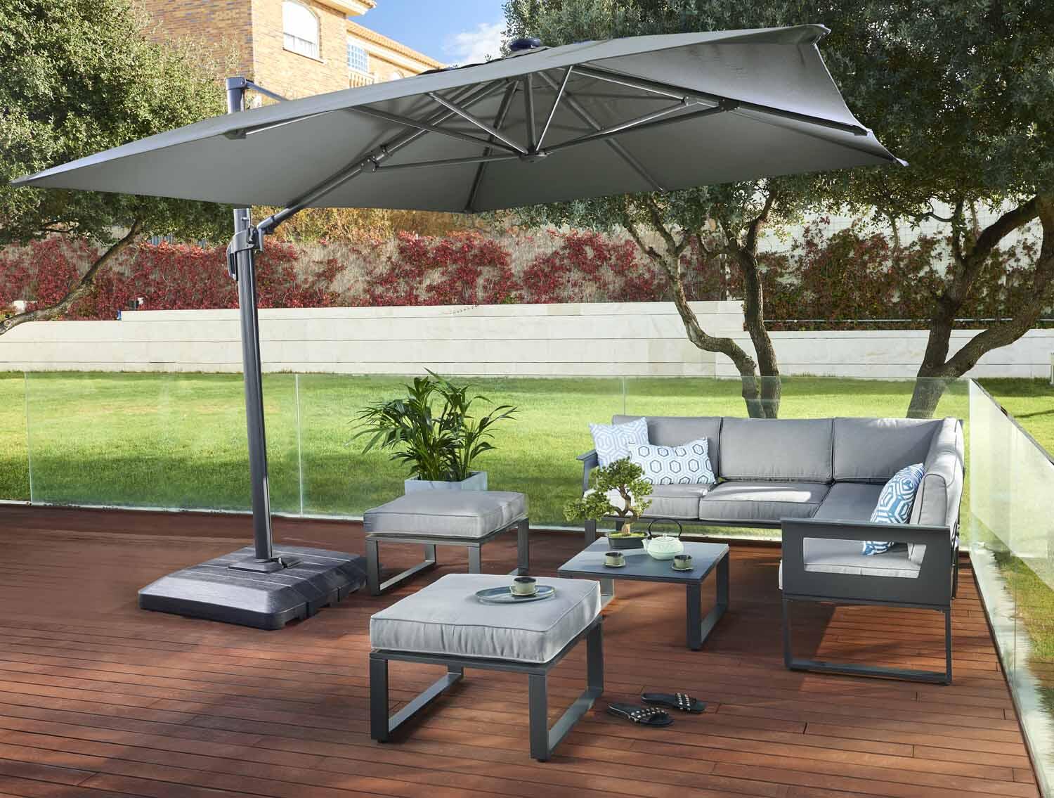 Parasol déporté rectangulaire gris Sonora NATERIAL L.391 x l.282 cm - 3