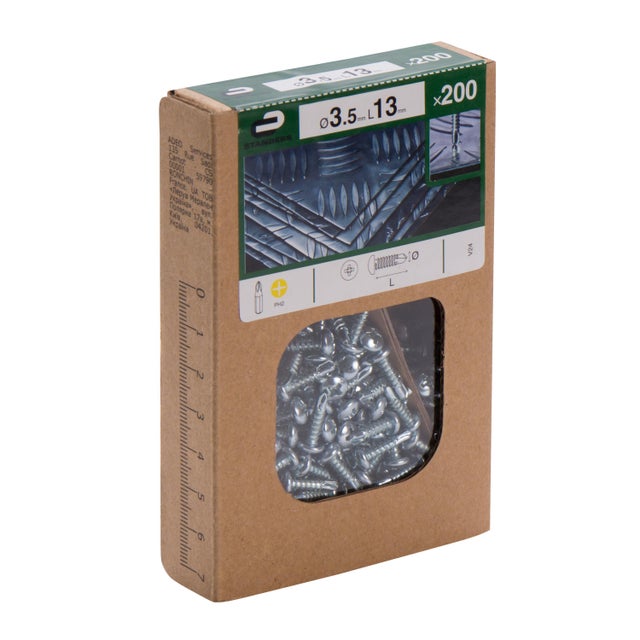 200 vis acier tête ronde phillips STANDERS, Ø3.5 x L.13 mm