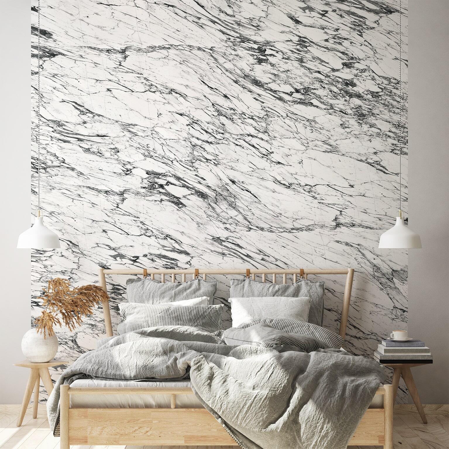 Papier peint Panoramique marbre arabescato blanc intissé KOZIEL l.260 x ...