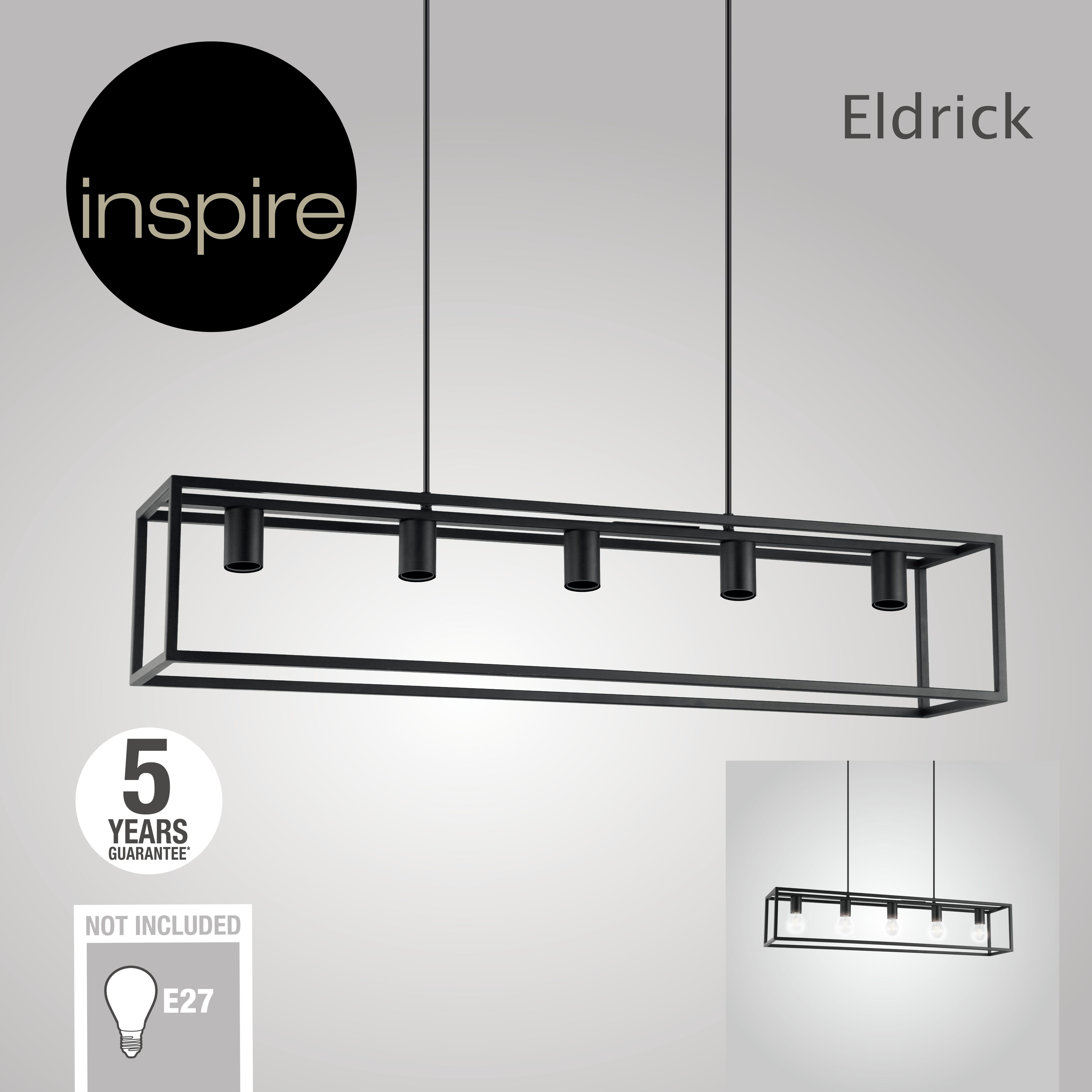 Suspension Eldrick, acier, noir, l.100 cm INSPIRE, E27 - 9
