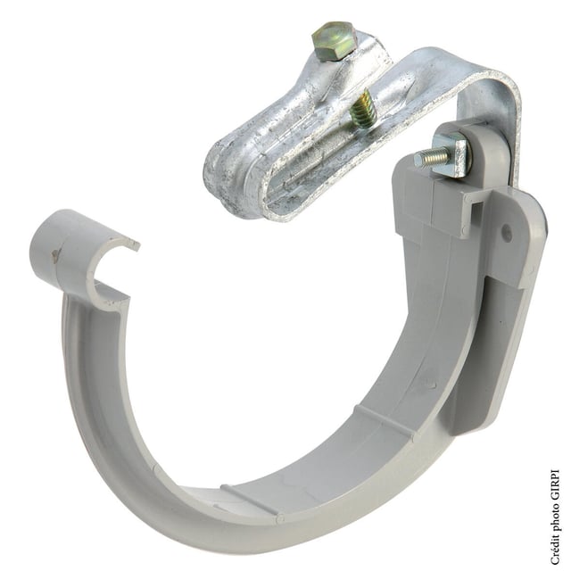 Support de gouttière développé 25 sur patte couverture ondulée gris pvc