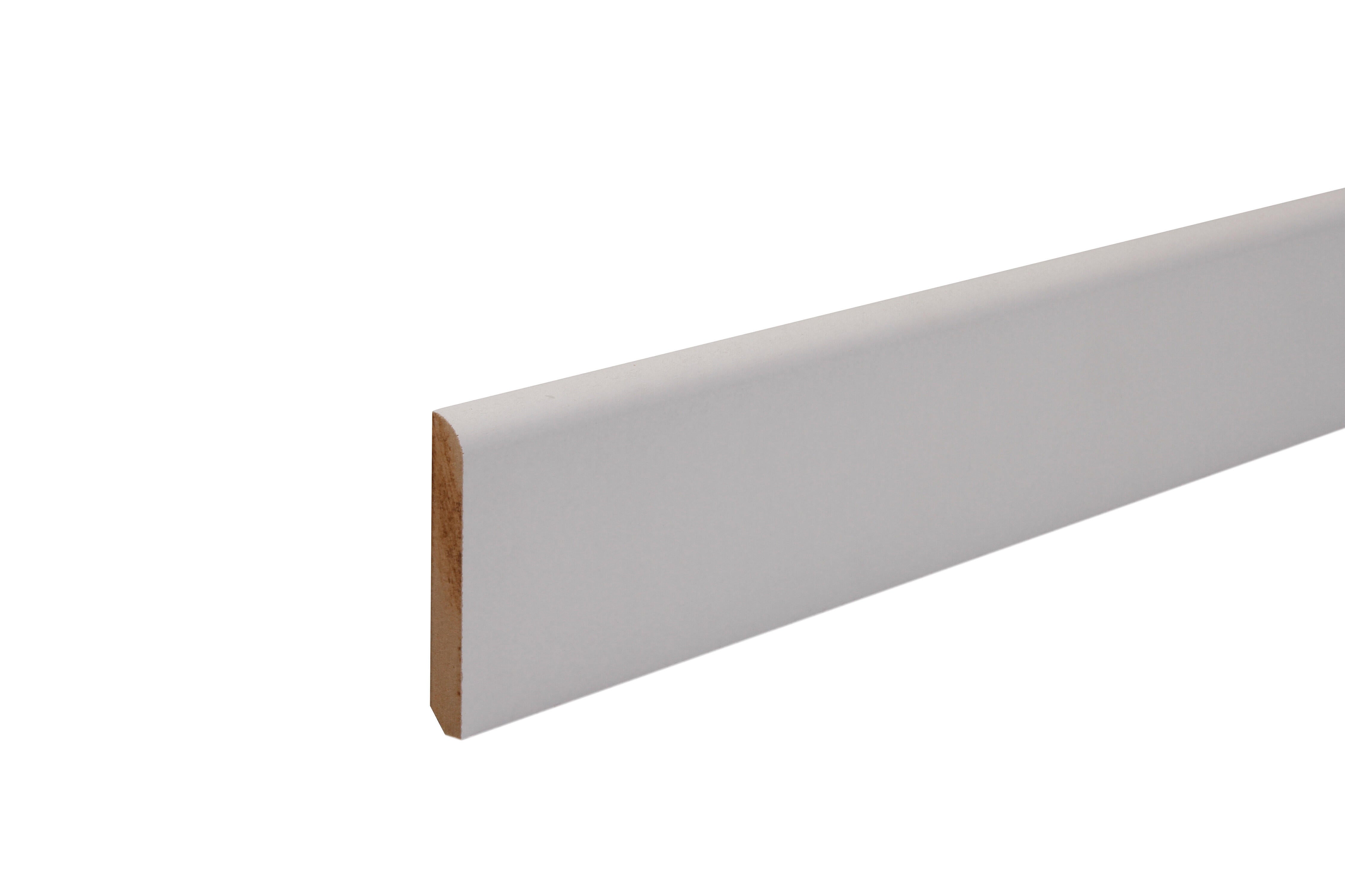 Plinthe médium (MDF) arrondie prépeint blanc, 9 x 98 mm, L.2.44 m - 8