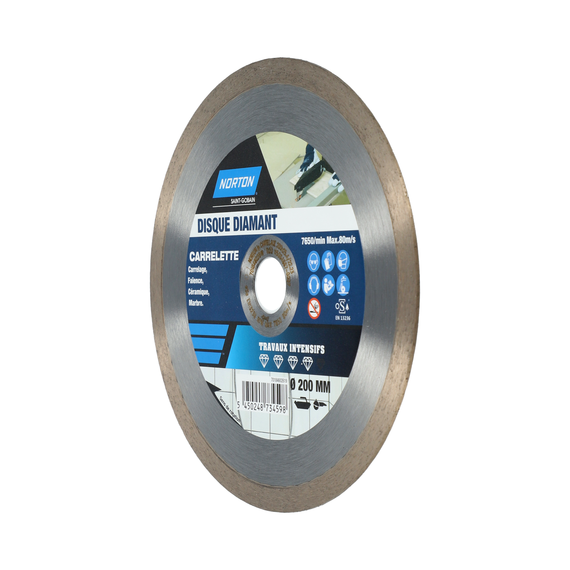 Disque diamant intensif plein pour carrelage NORTON, Diam.200 mm - 2