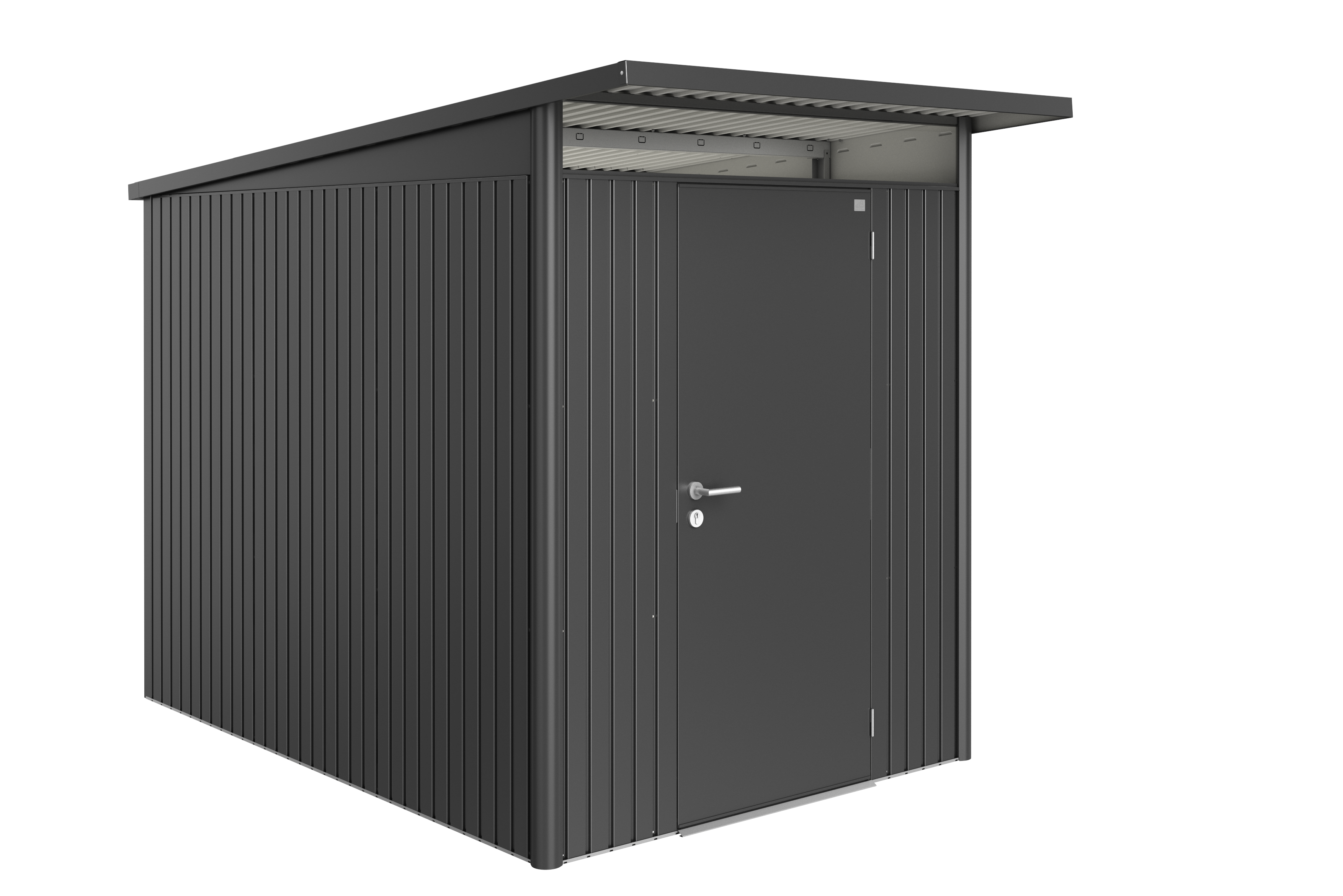 caseta de acero avantgarde de 180x217x300 cm y 54 m2 con 05 mm espesor y puerta abatible biohort