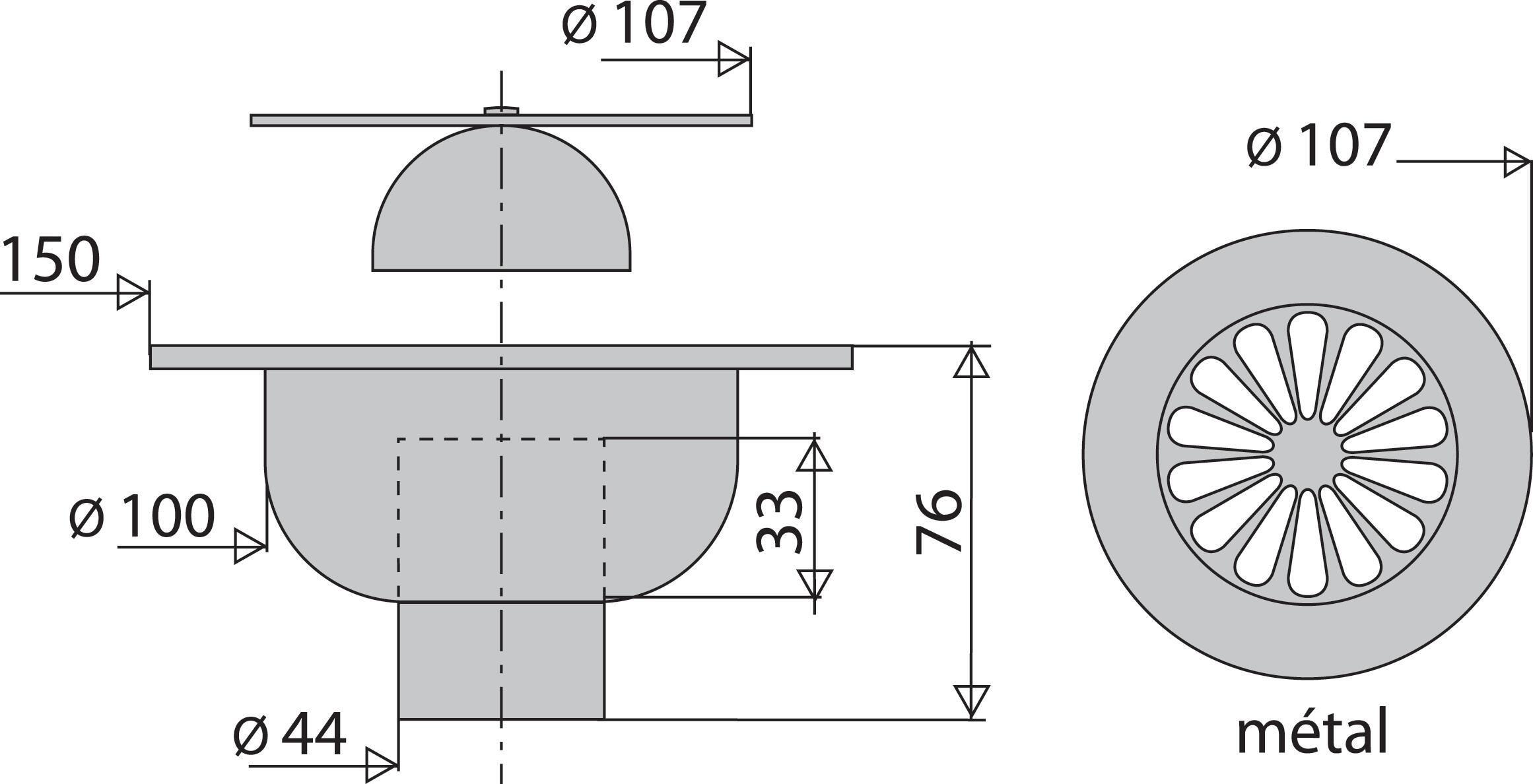 Siphon sol laiton 150x150mm, verticale à souder VALENTIN - 2