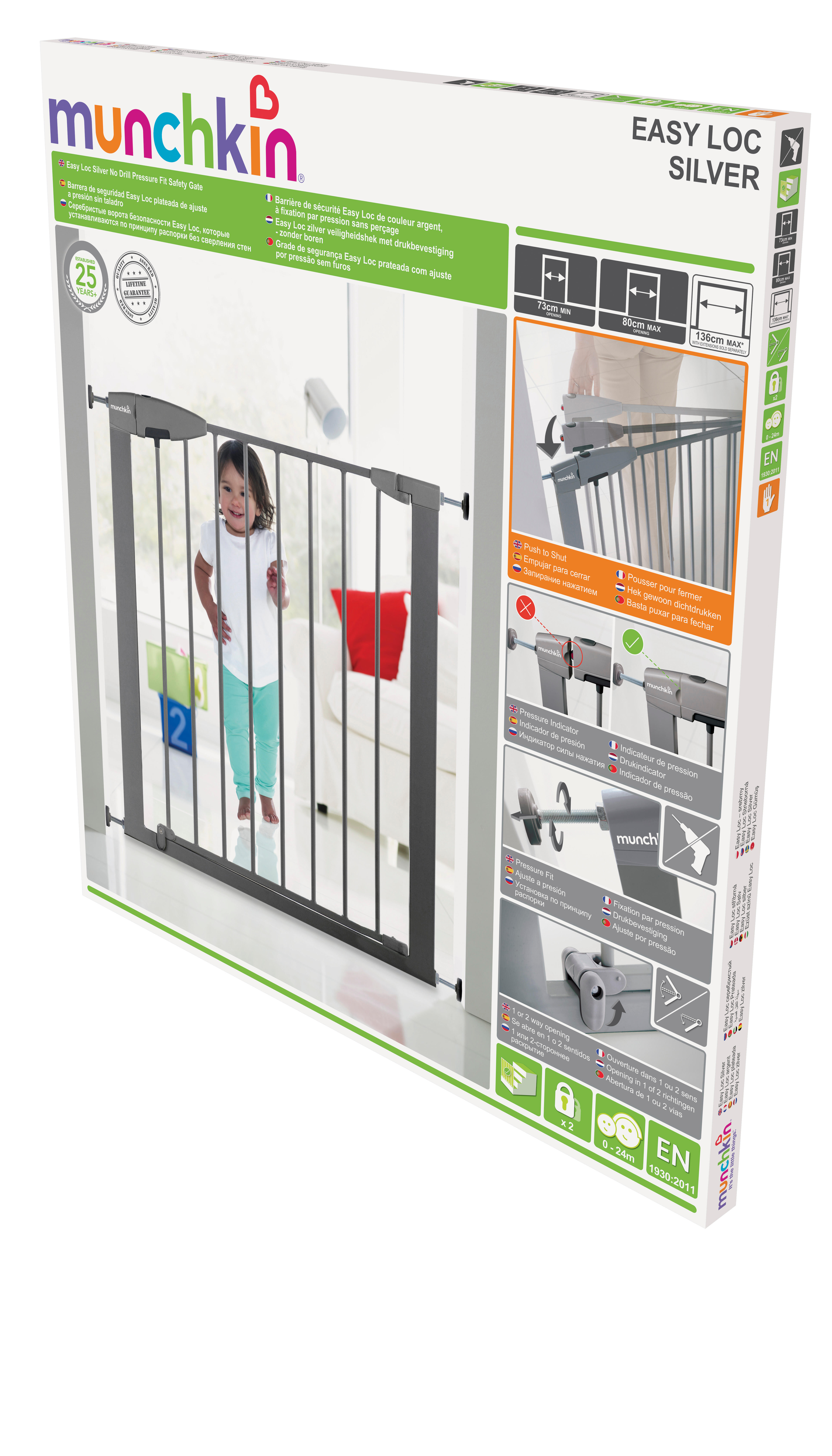 Barrière de sécurité enfant gris pivotante semi-auto, L.73-79 cm, MUNCHKIN - 6