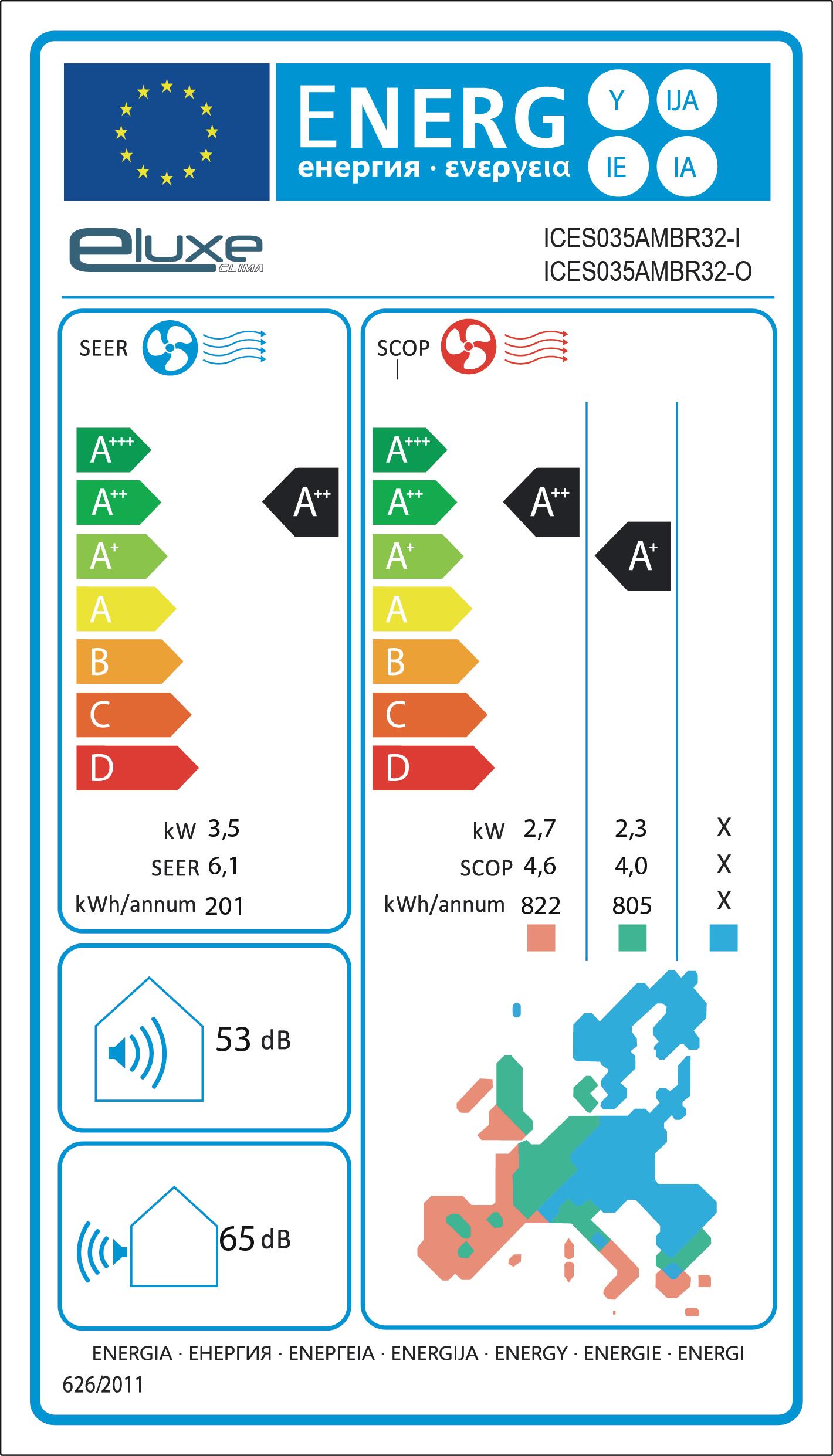Condizionatore monosplit ELUXE 12000 BTU inverter A++/A+ serie ELS035AMBR32 - 13
