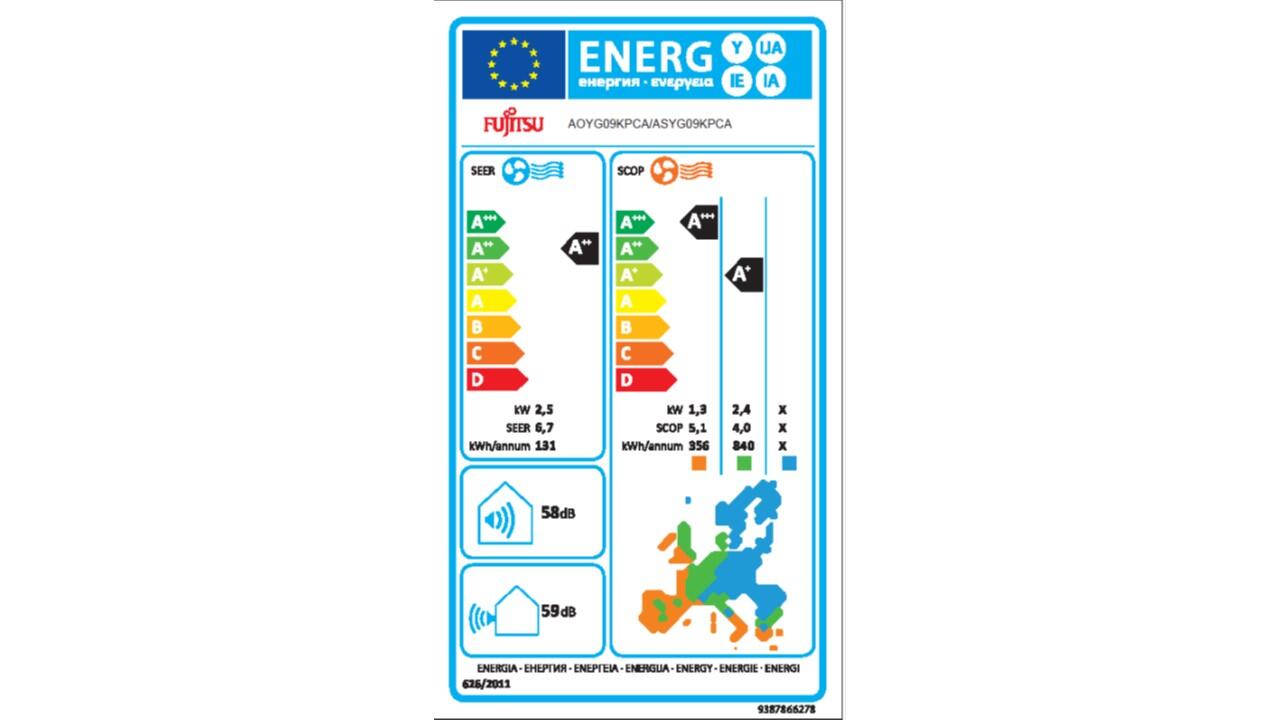 Unità interna climatizzatore FUJITSU ASYG12KPCA 12000 BTU classe di raffreddamento A++, classe di riscaldamento A+, bianco - 5