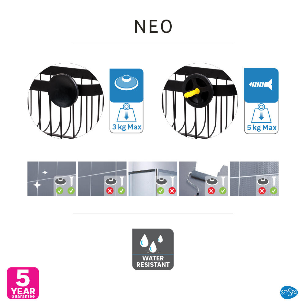 Cesto de duche SENSEA NEO PRETO - 8