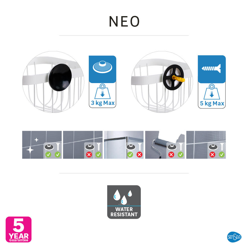 Organizador de ducha Neo blanco 22.3x15x22.3 cm - 10