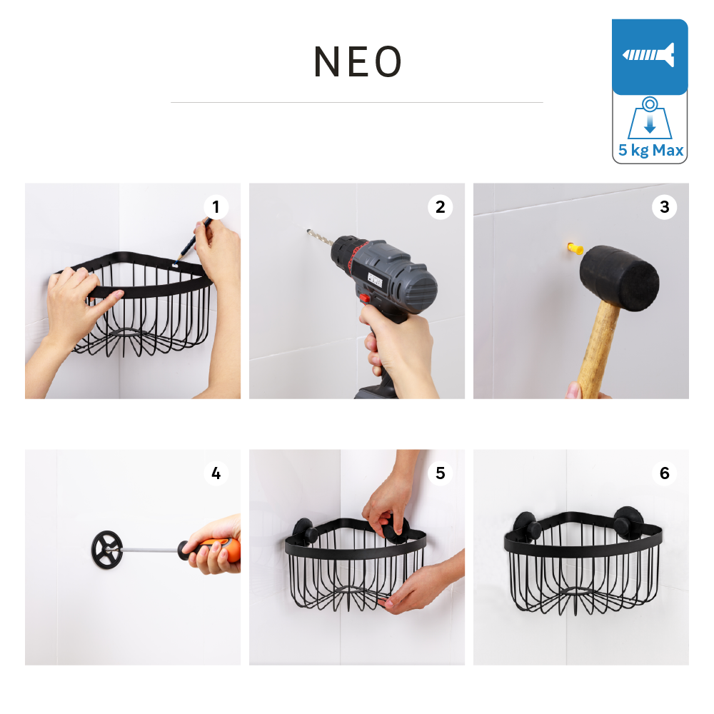 Organizador de ducha Neo negro 22.3x15x22.3 cm - 13