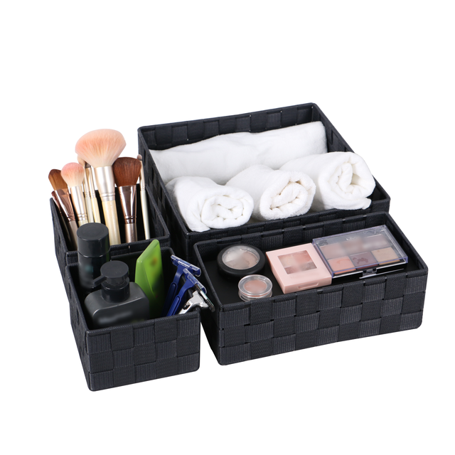 Set de 4 cestas de polipropileno plata Silk Paris 28x28x28cm