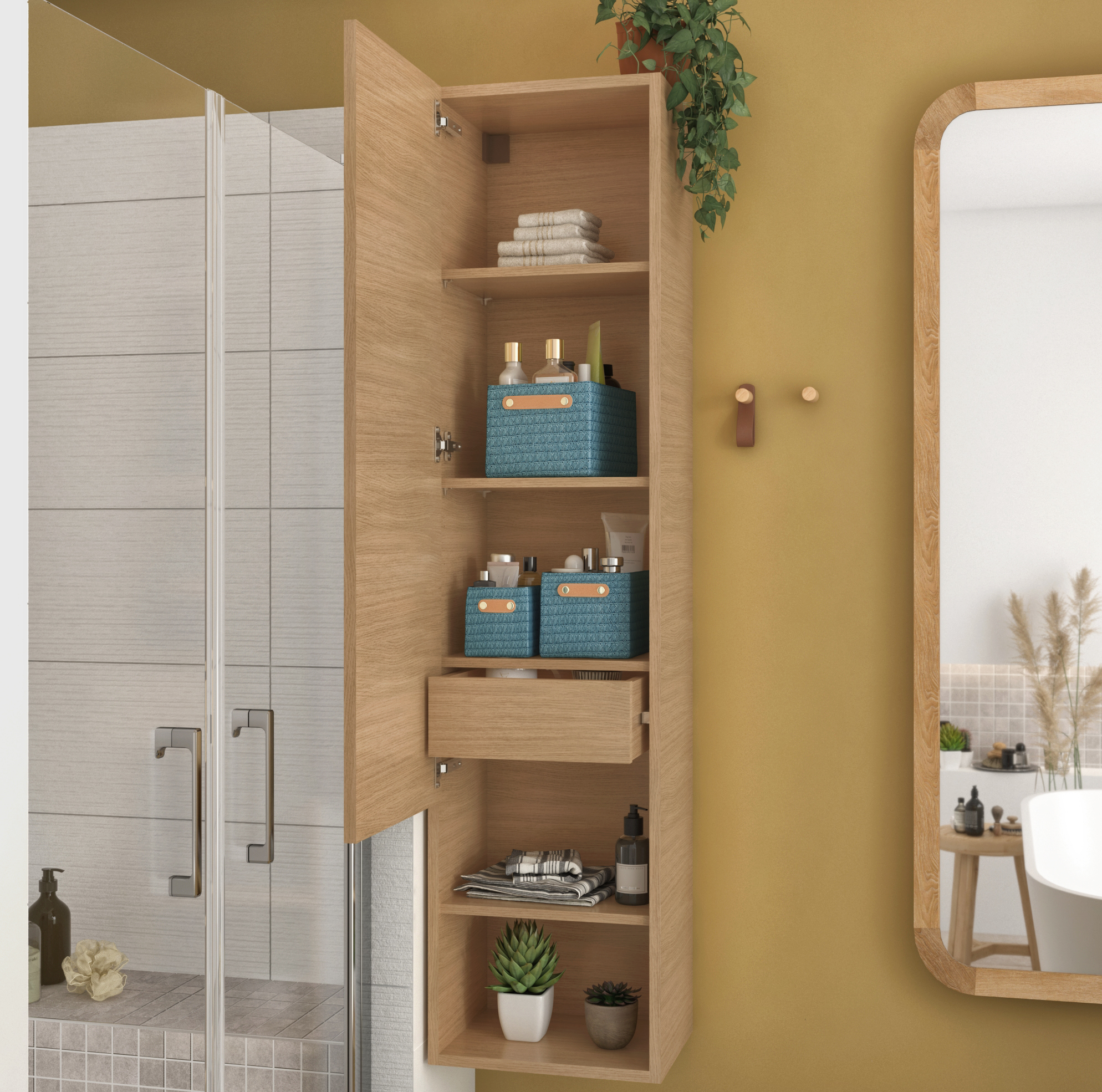 Set di 3 pezzi, Cesta in cartone SENSEA Miami1 verde petrolio P 24.5 x L 19 x H 16 cm - 4