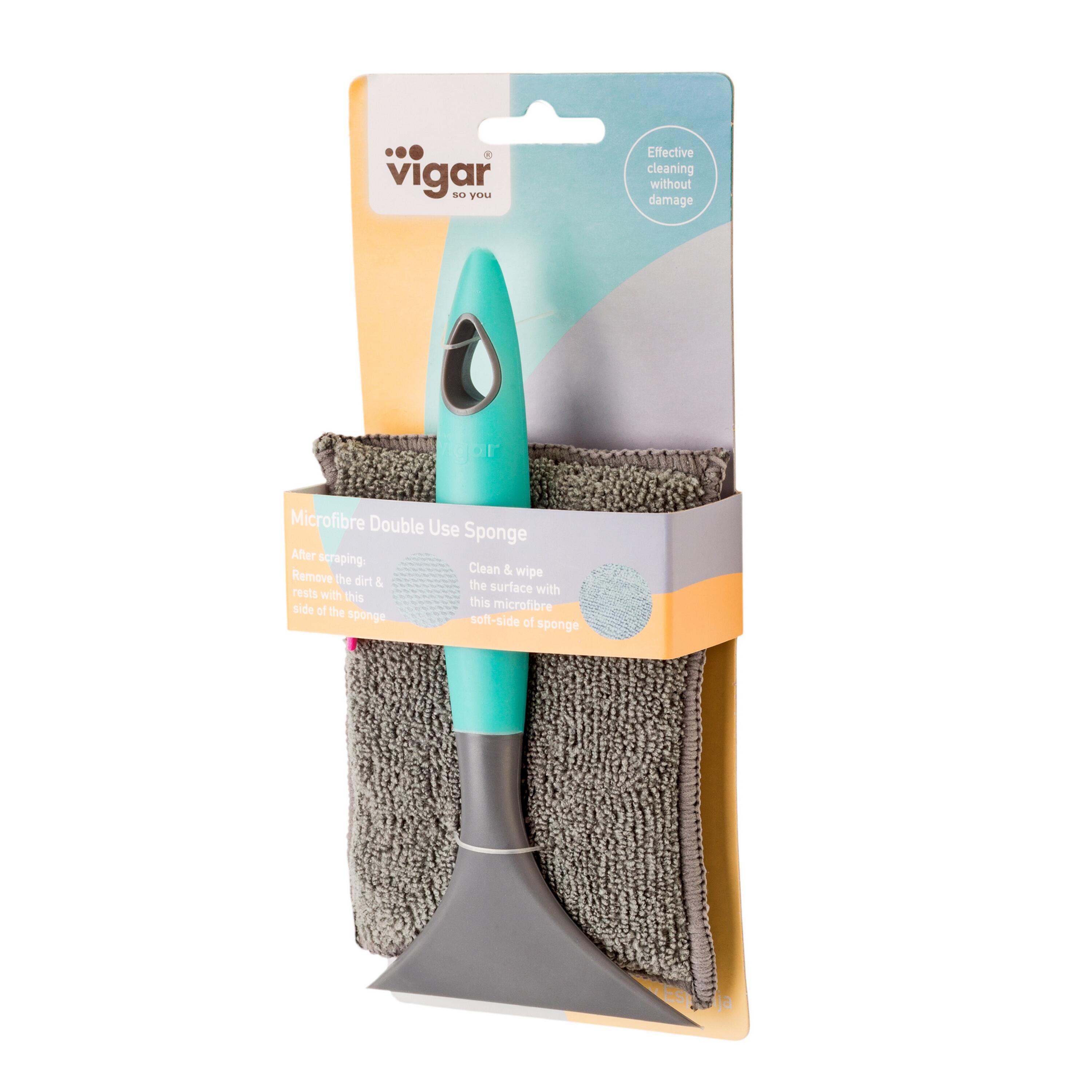 Set rasqueta y esponja microfibra doble uso hergo 13x2.5cm