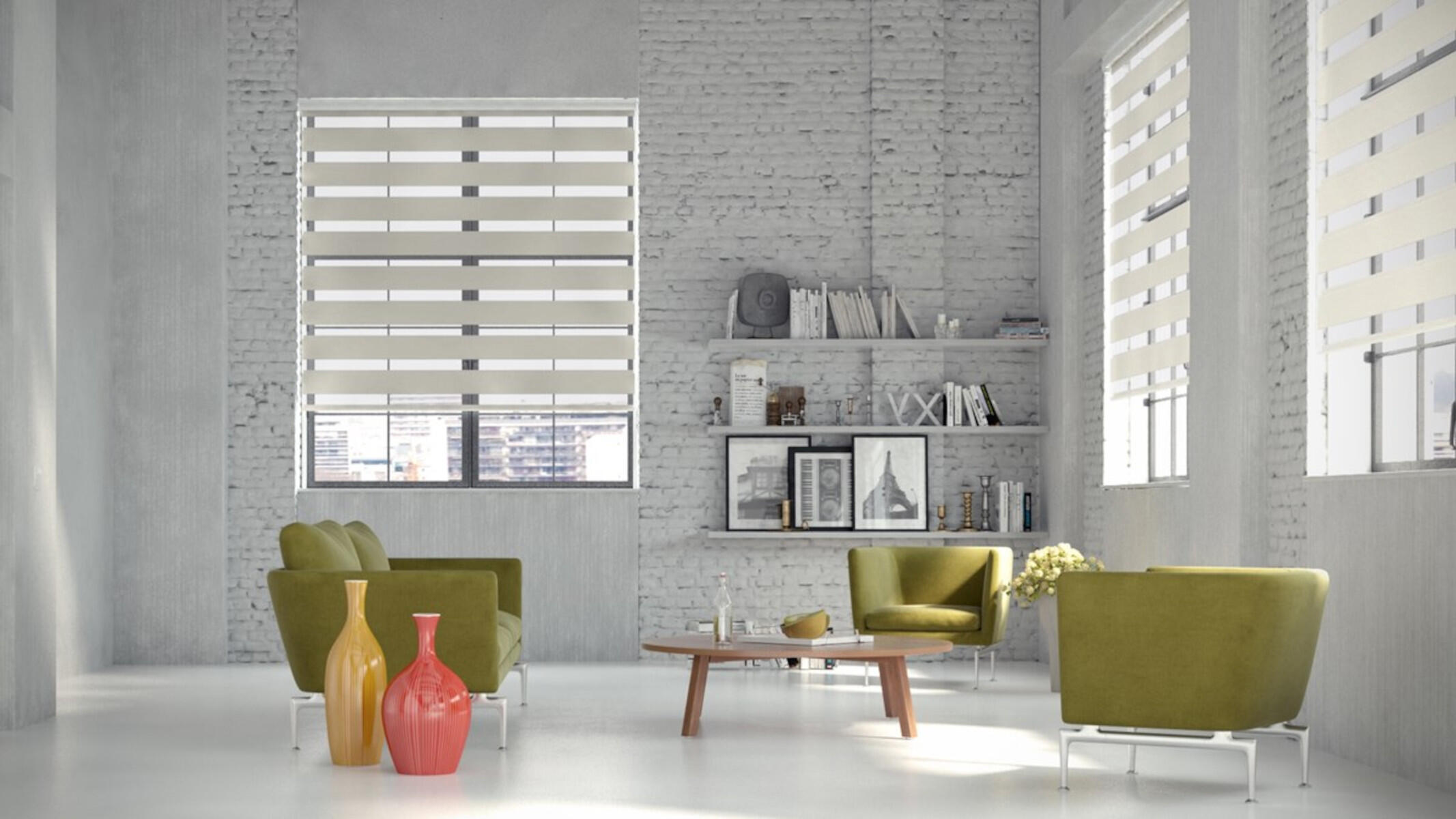Store enrouleur jour/nuit Authentic blanc, l.40 x H.160 cm, DECOSOL DELUXE - 9
