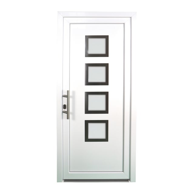 Portoncino d'ingresso in pvc 20017 L 90 x H 210 cm bianco apertura destra