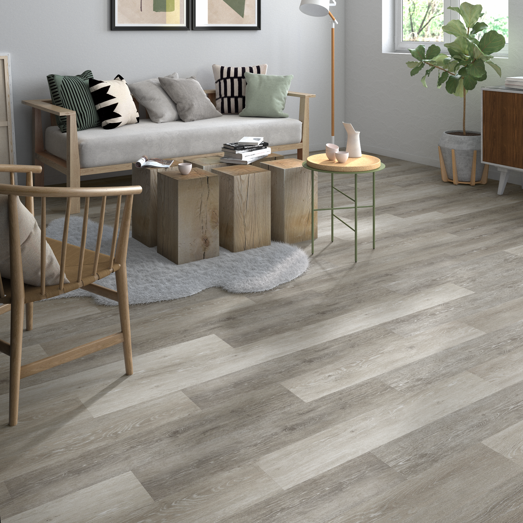Suelo vinílico autoadhesivo forte New Helix efecto madera gris
