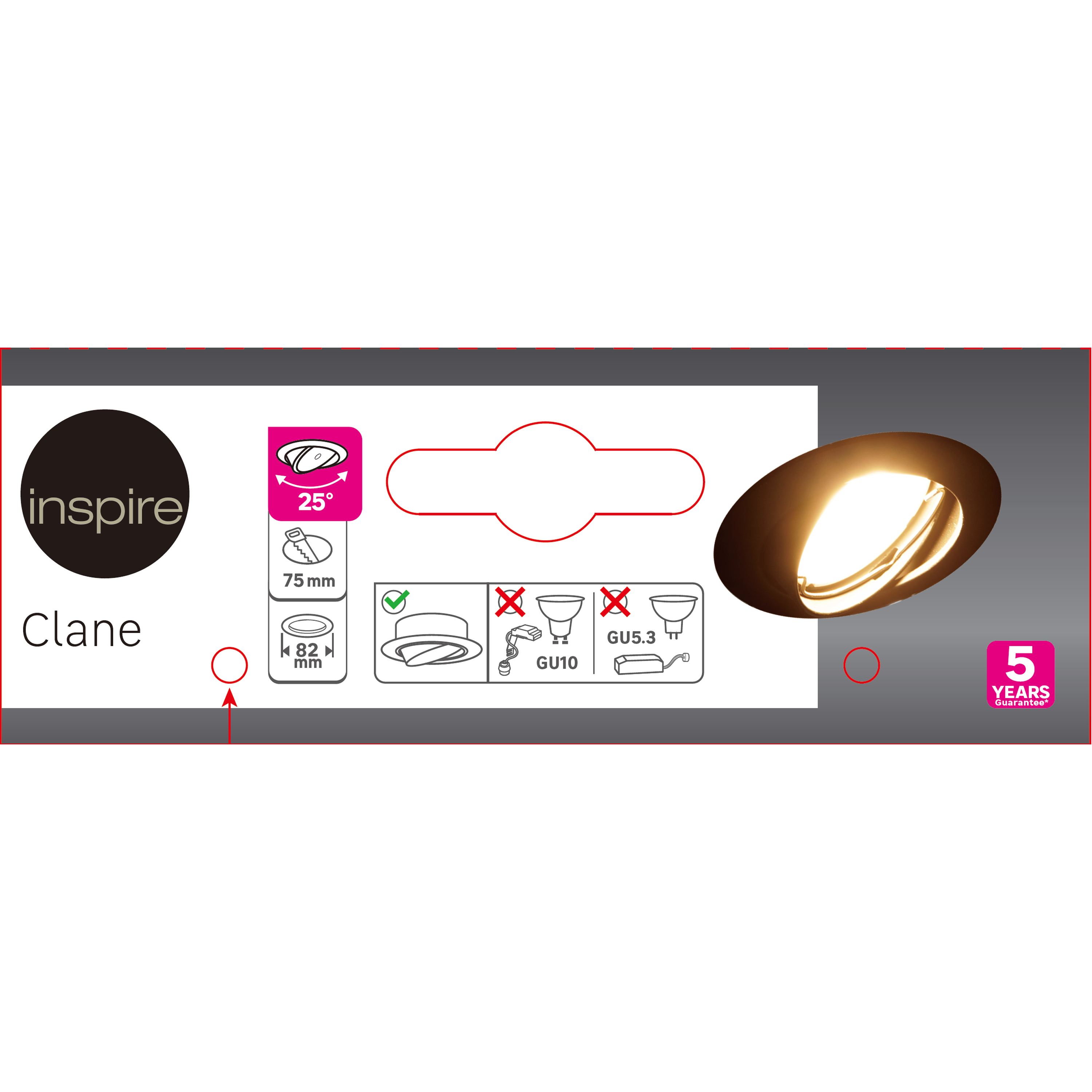 Portafaretto da incasso in alluminio CLANE GU10 nero tondo IP23 INSPIRE - 9