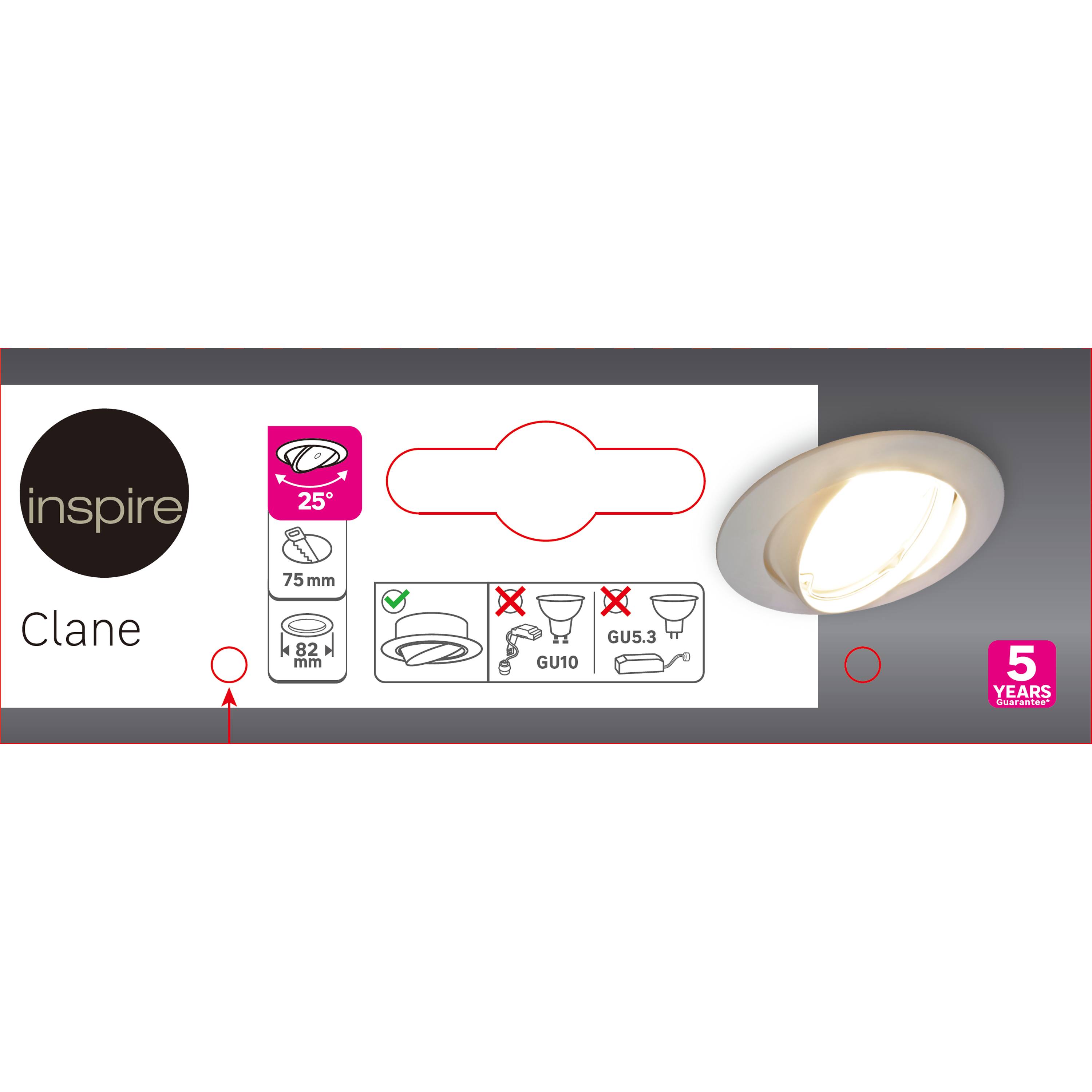 Portafaretto da incasso in alluminio CLANE GU10 bianco tondo IP23 INSPIRE - 12