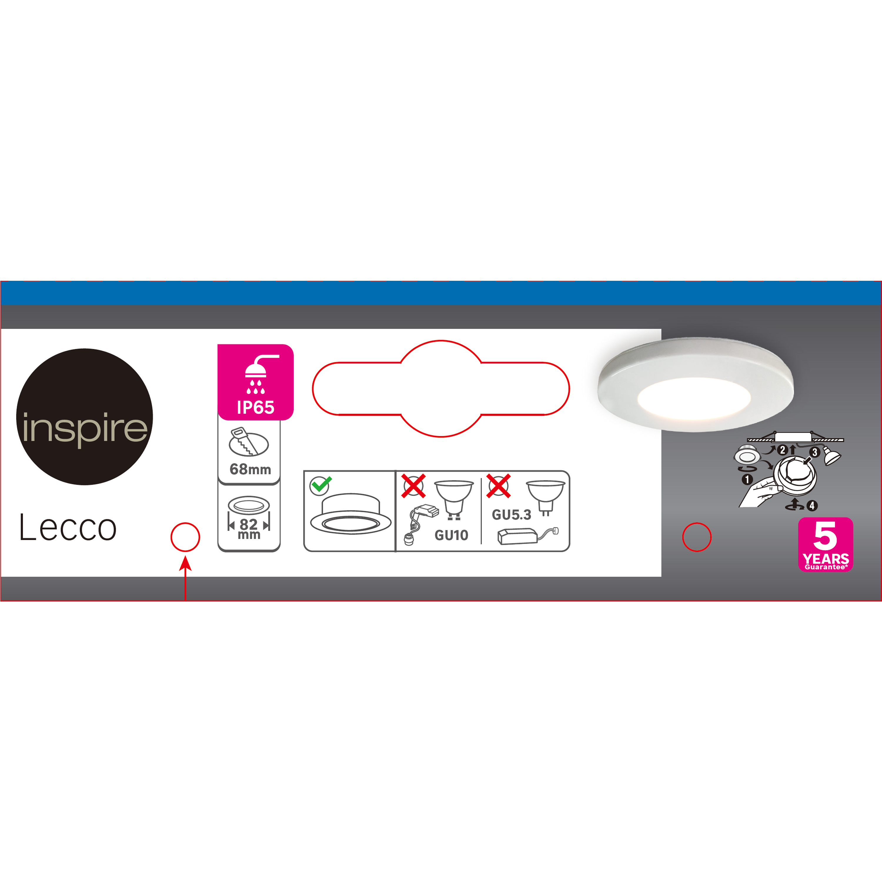 Portafaretto da incasso in alluminio LECCO GU10 bianco tondo IP65 INSPIRE - 12