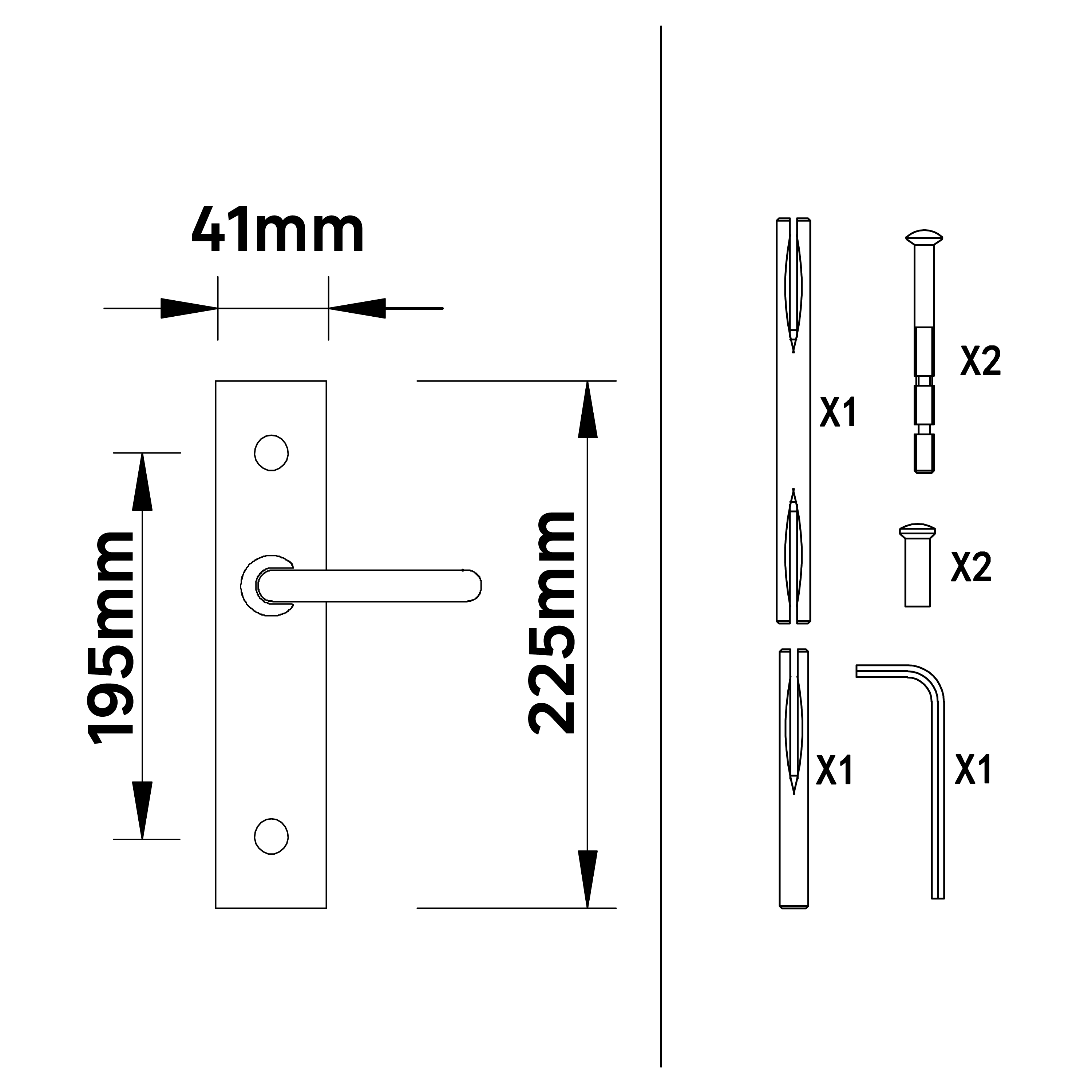 2 poignées sur plaque à condamnation Margaud acier noir mat, entraxe 195 mm - 5