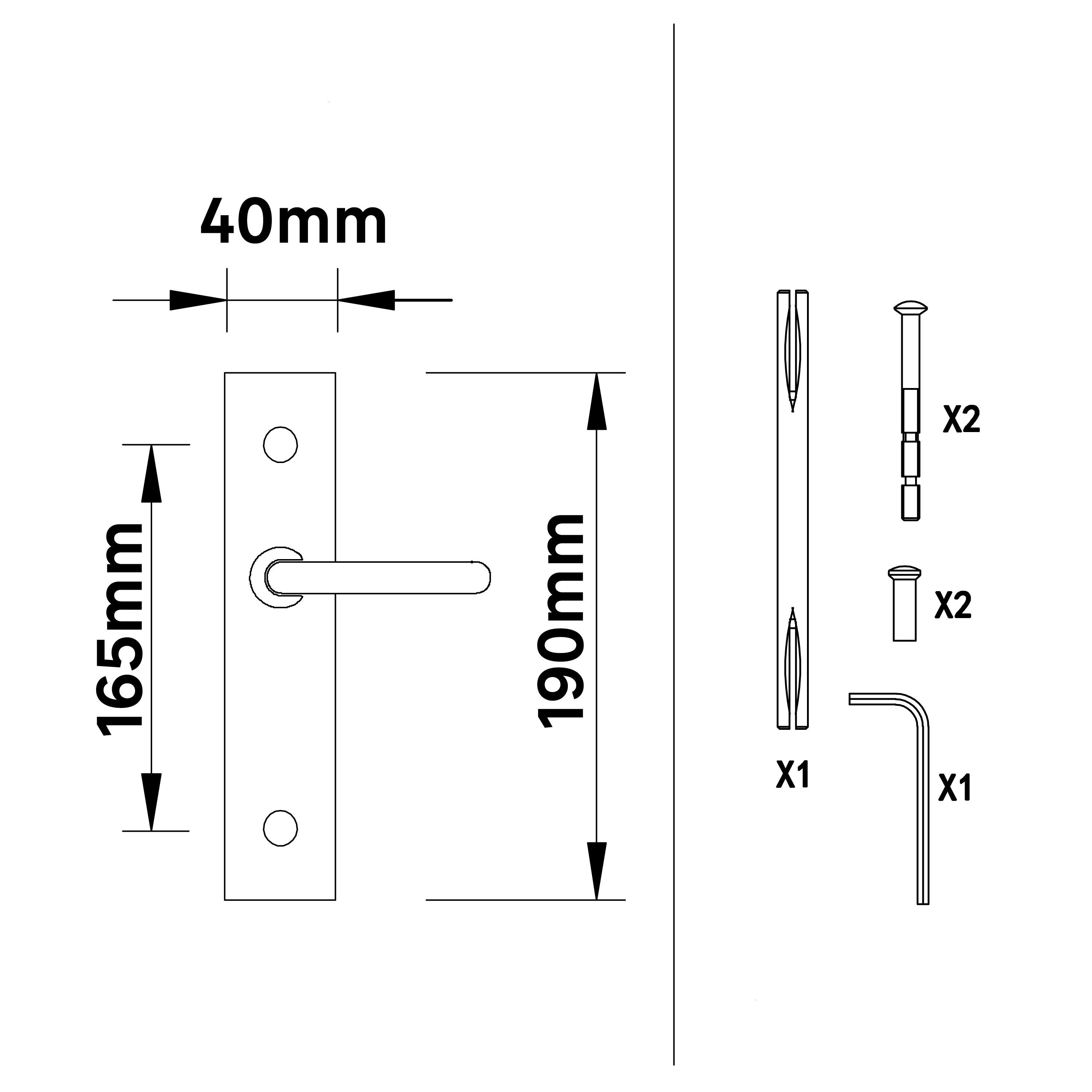 2 poignées sur plaque sans trou Louna aluminium nickel brillant, entraxe 165 mm - 7