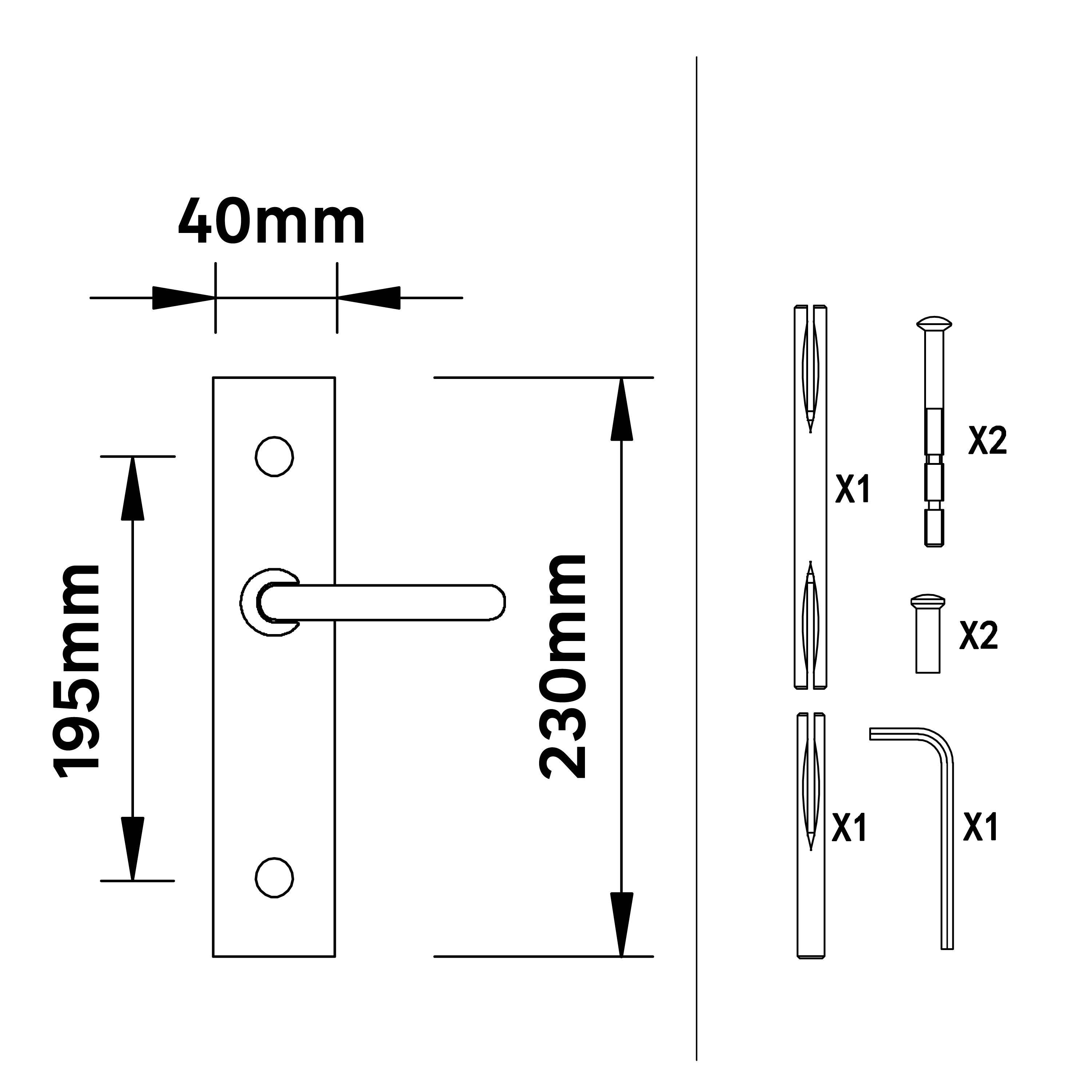 Poignée de porte sur plaque aspect nickel entraxe 195 mm Clé en I THEA x2 - 4