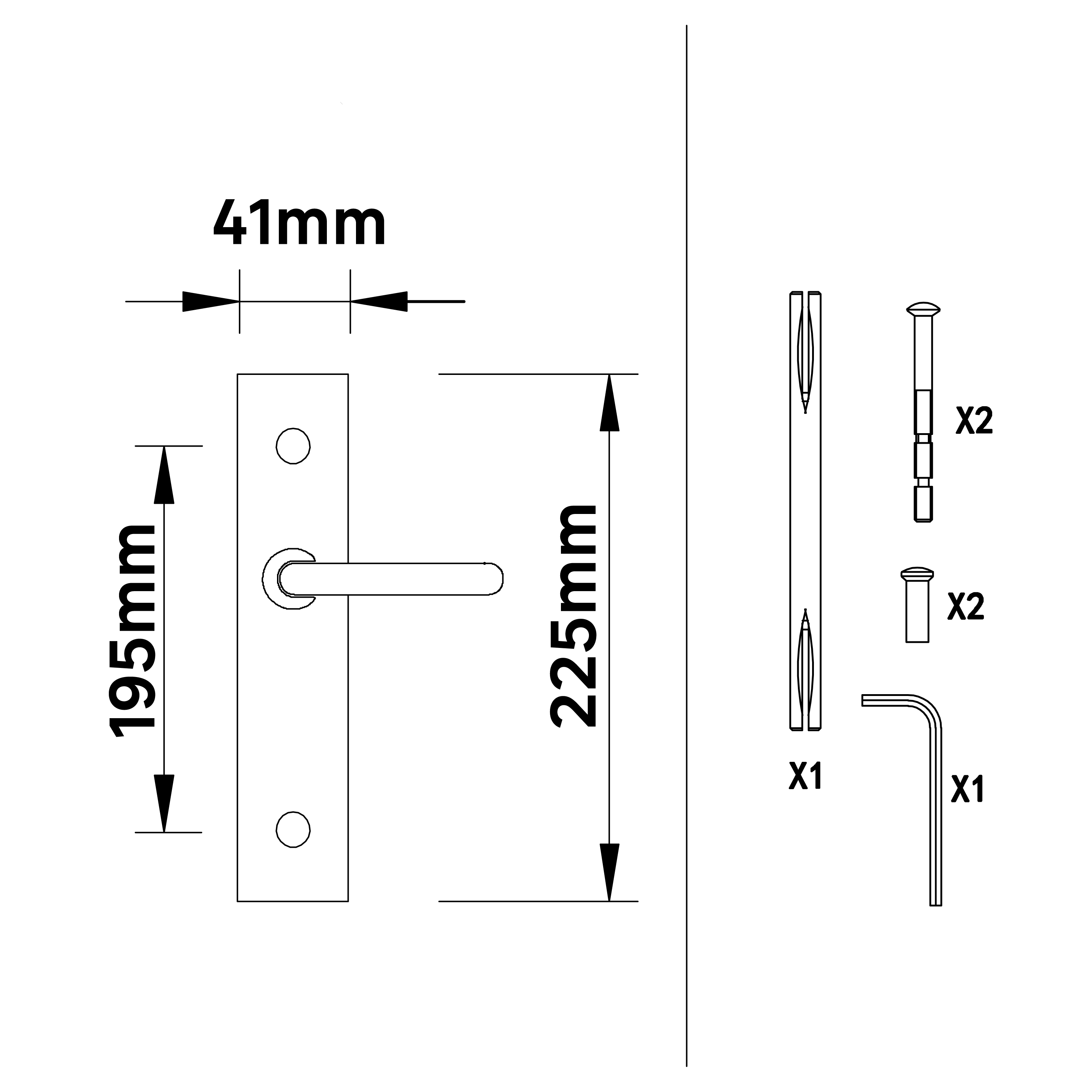 2 poignées sur plaque à clé Margaud acier inox brillant, entraxe 195 mm - 5