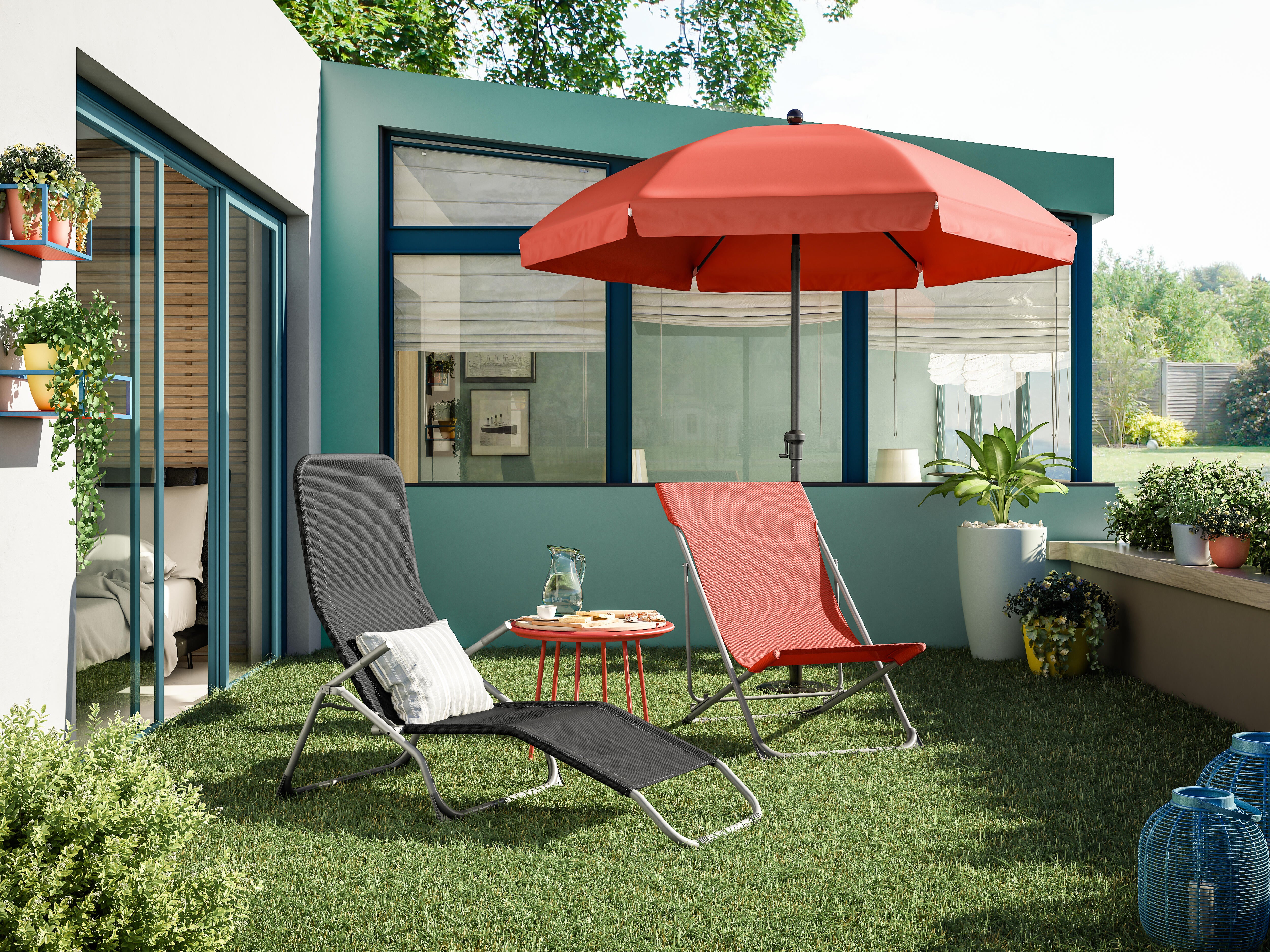 Chapéu de sol metal ⌀177 cm vermelho - 2