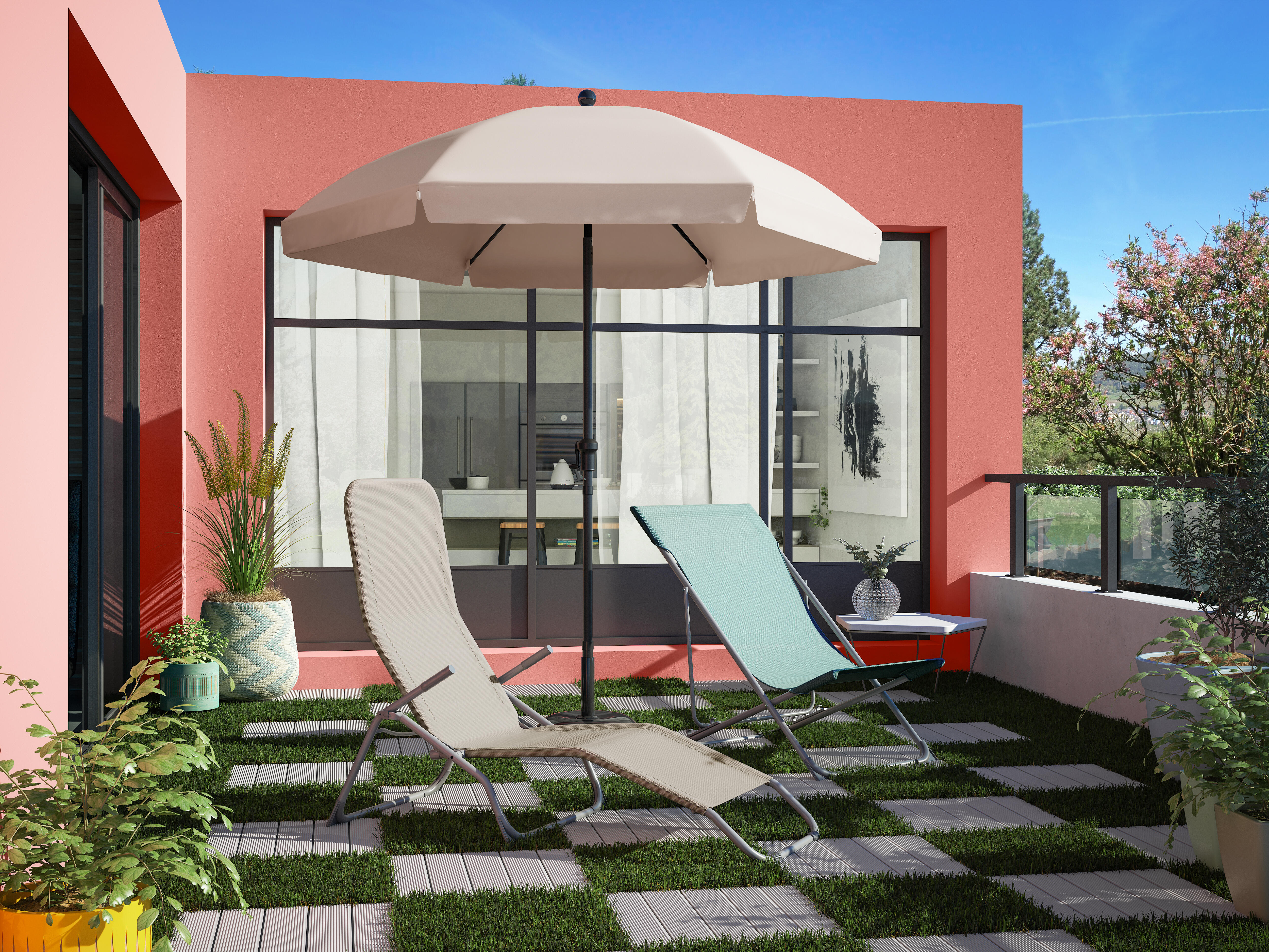 Chapéu de sol metal ⌀177 cm bege - 2