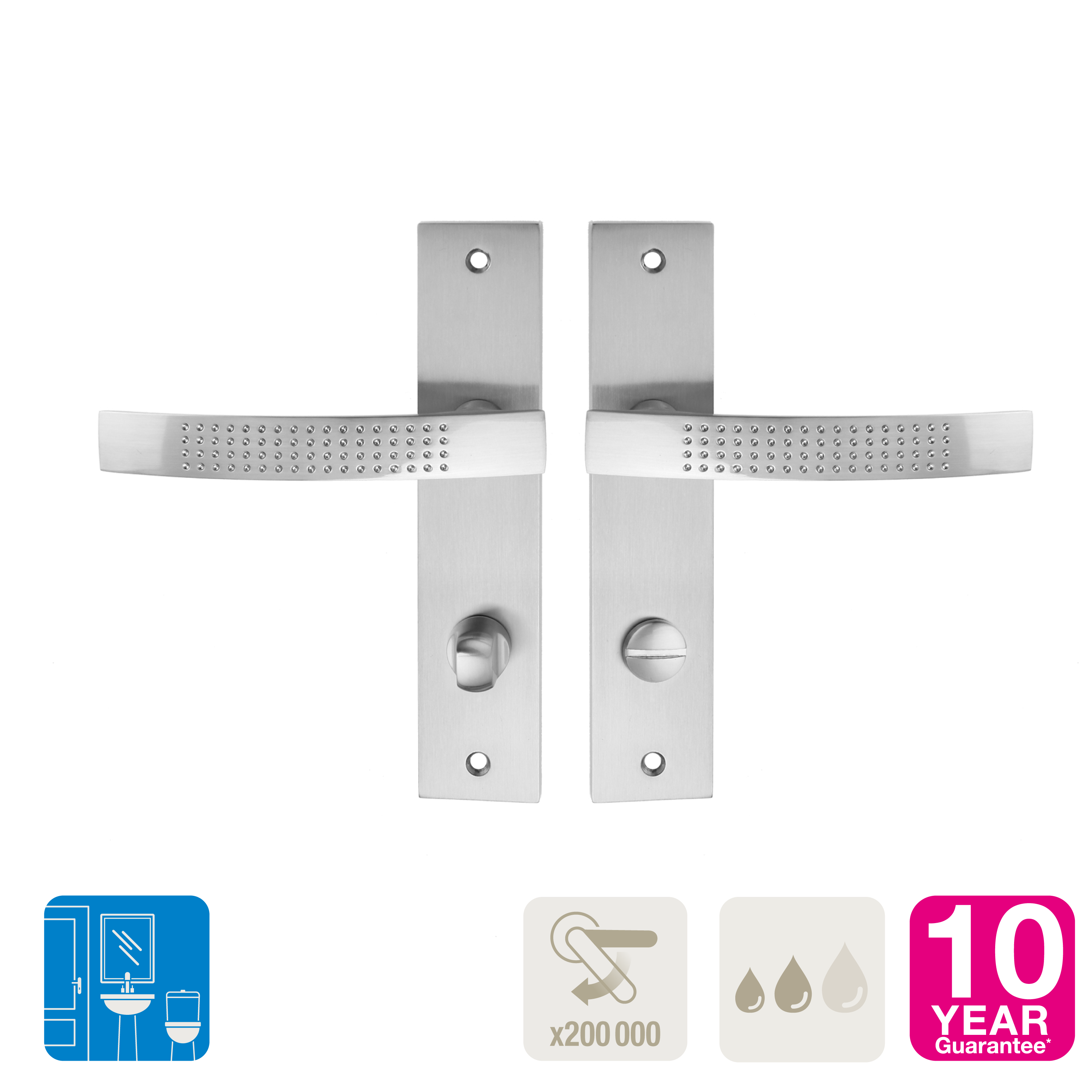 2 poignées sur plaque à condamnation Louna alu nickel brillant, entraxe 165 mm - 5