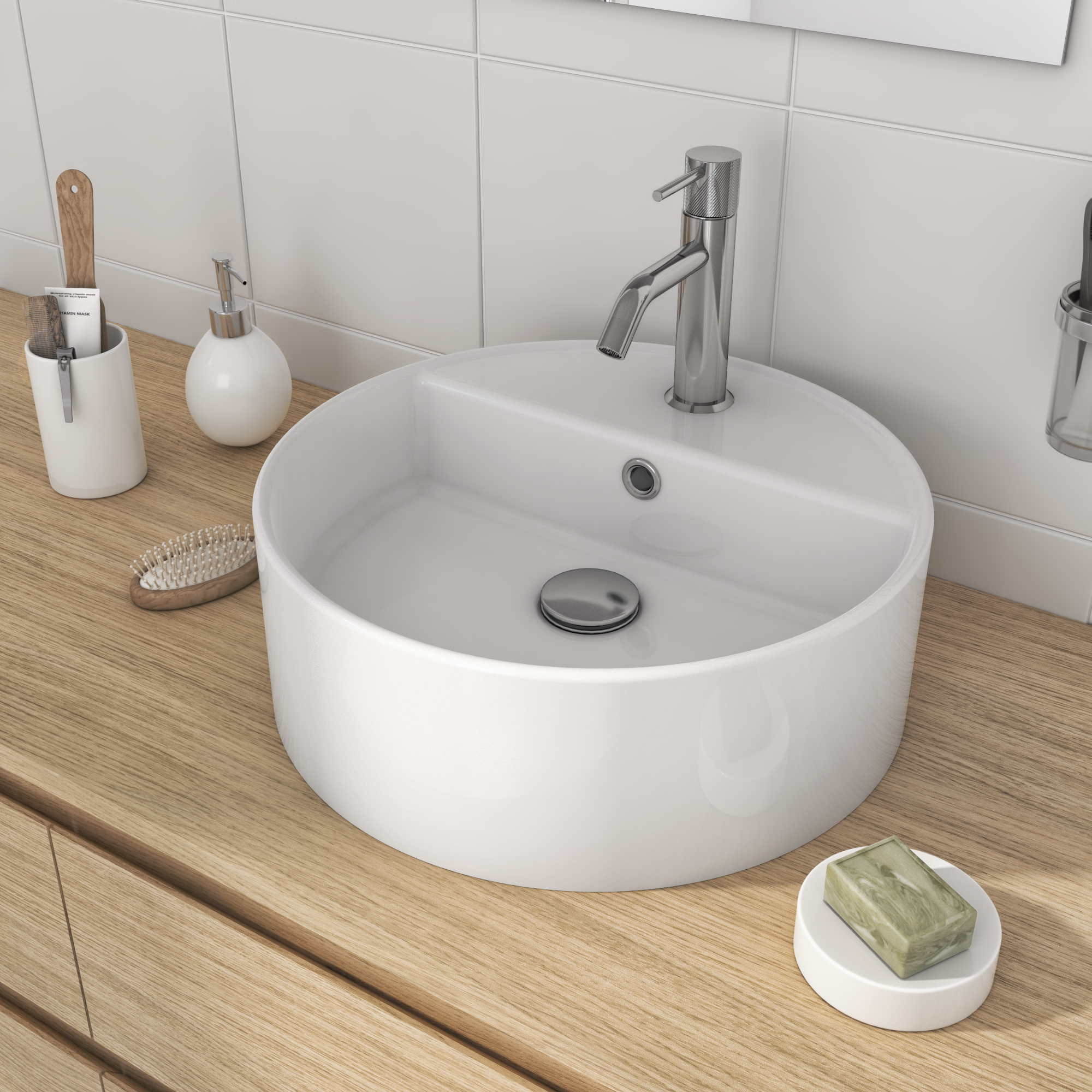 Lavabo da appoggio SENSEA tondo in ceramica bianco lucido piletta non inclusa - 2