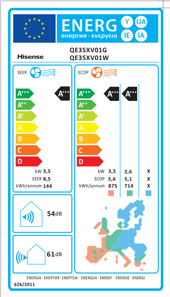 Unità interna condizionatore HISENSE 11942 BTU WIFI serie Energy Pro - 5