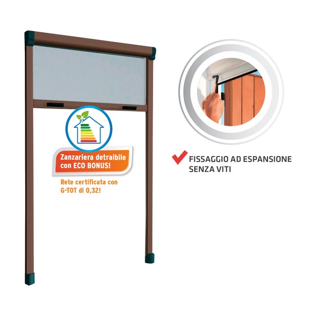 Zanzariera avvolgibile MEDAL Bazar SunScreen per finestra L 80 x H 170 cm marrone riducibile