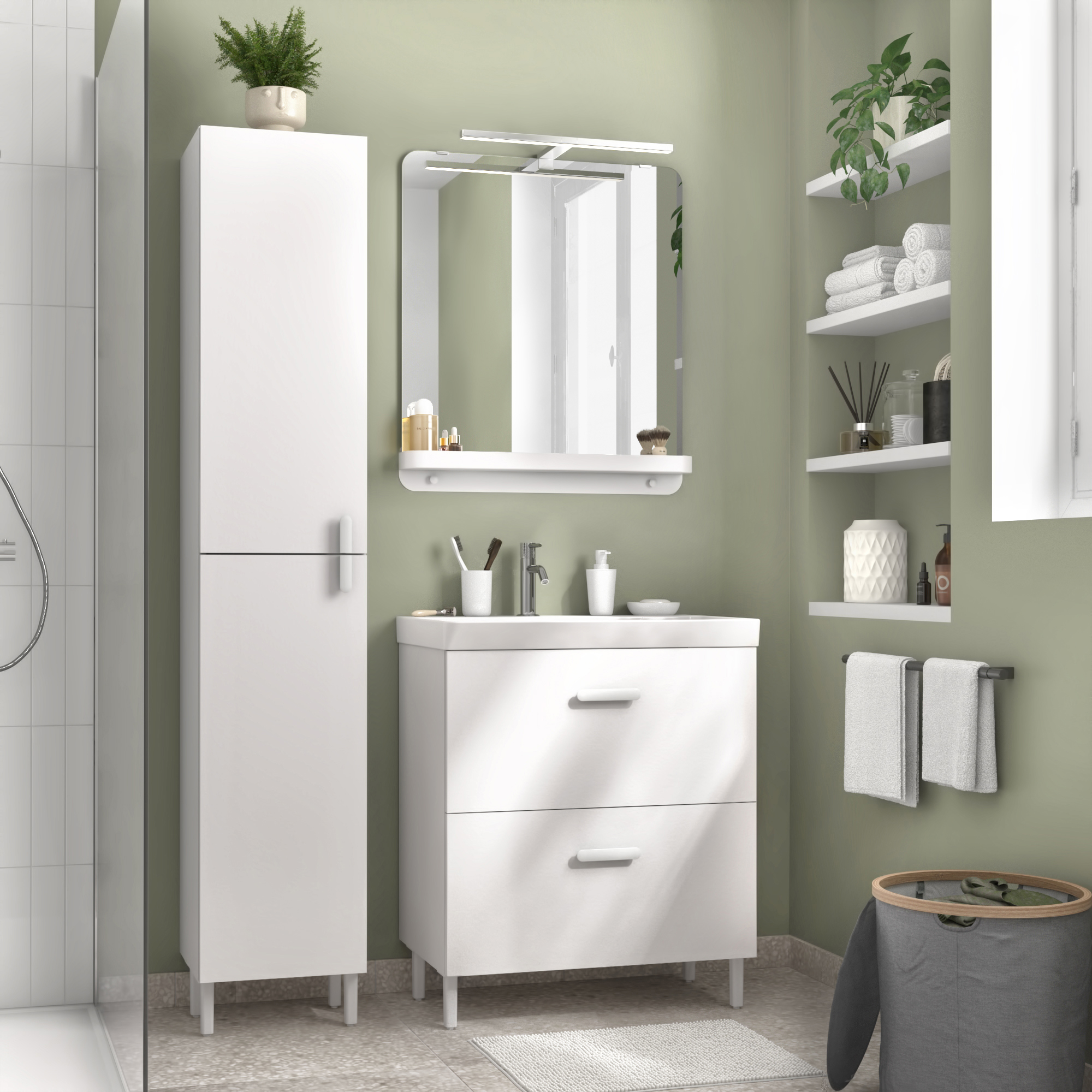 Móvel de casa de banho 70x40x70 cm branco mate Sensea Easy - 13